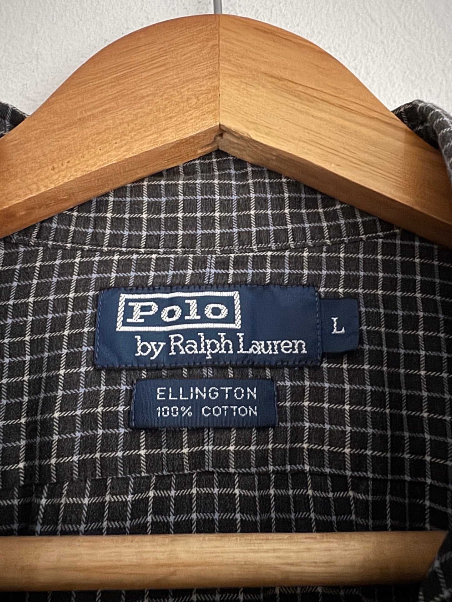 👔 Cămașă vintage Polo by Ralph Lauren Ellington neagră în carouri (Mărime L) - anbracaminte