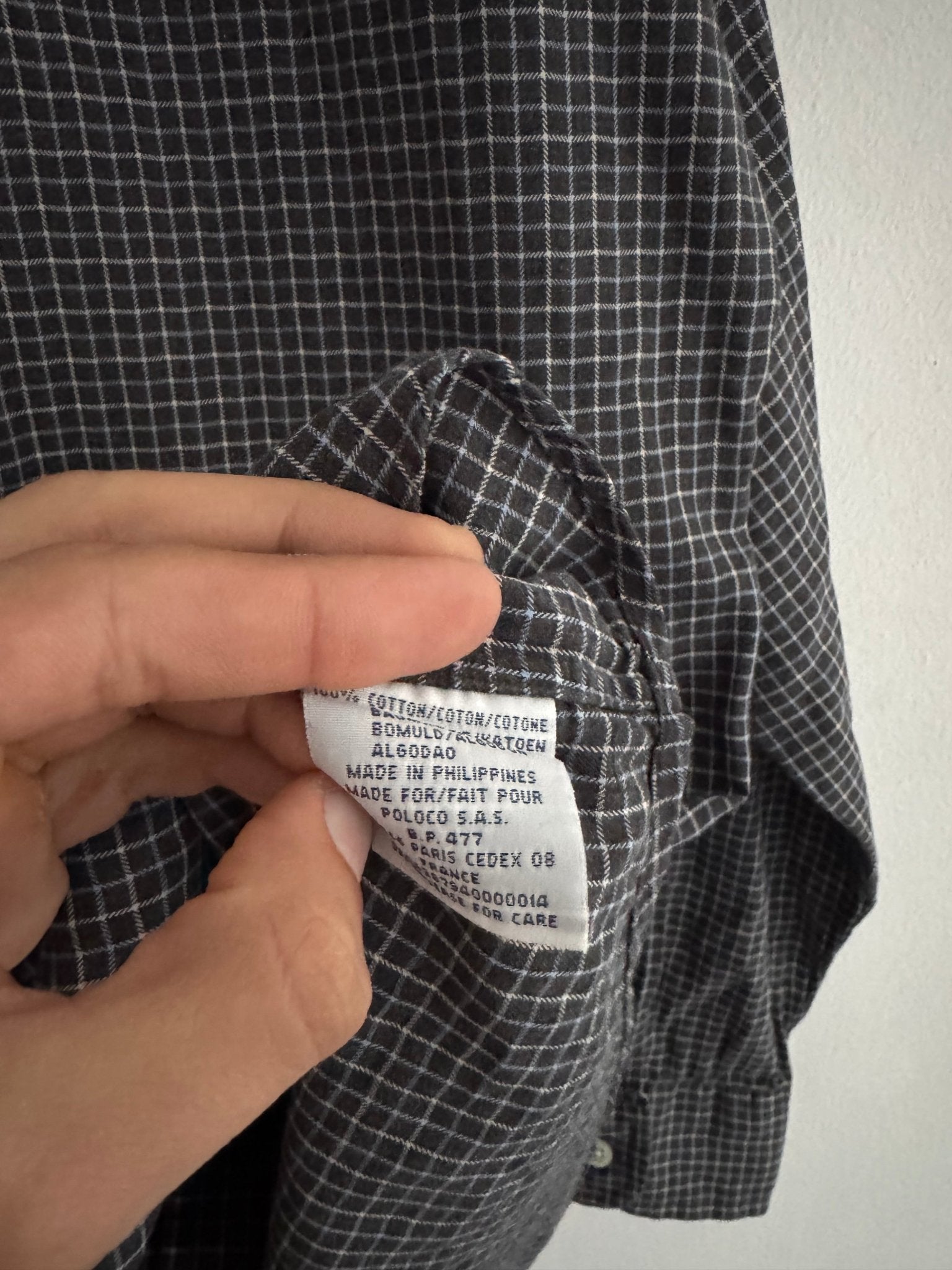 👔 Cămașă vintage Polo by Ralph Lauren Ellington neagră în carouri (Mărime L) - anbracaminte