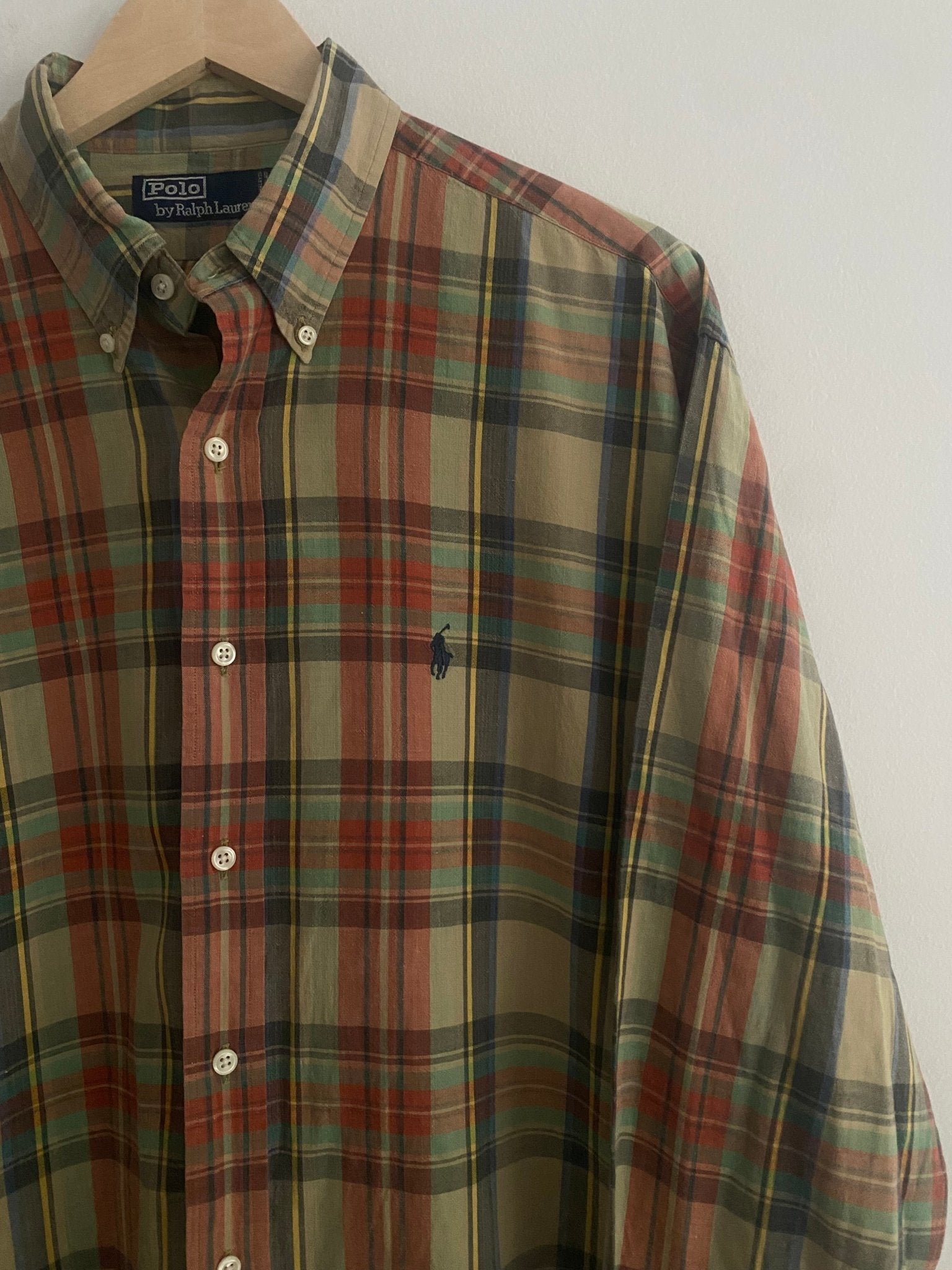 Cămașă Vintage Polo by Ralph Lauren – Flanelă din Bumbac Gros, Fit Oversized, Mărime L - anbracaminte