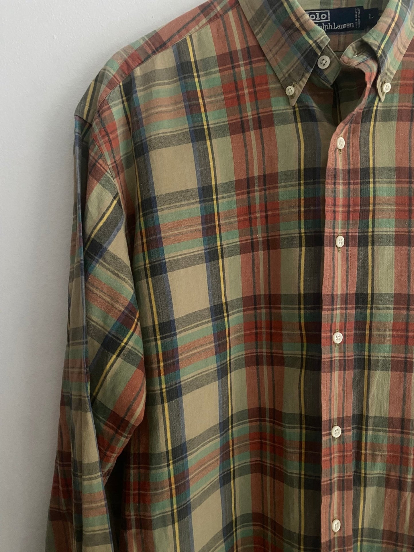 Cămașă Vintage Polo by Ralph Lauren – Flanelă din Bumbac Gros, Fit Oversized, Mărime L - anbracaminte