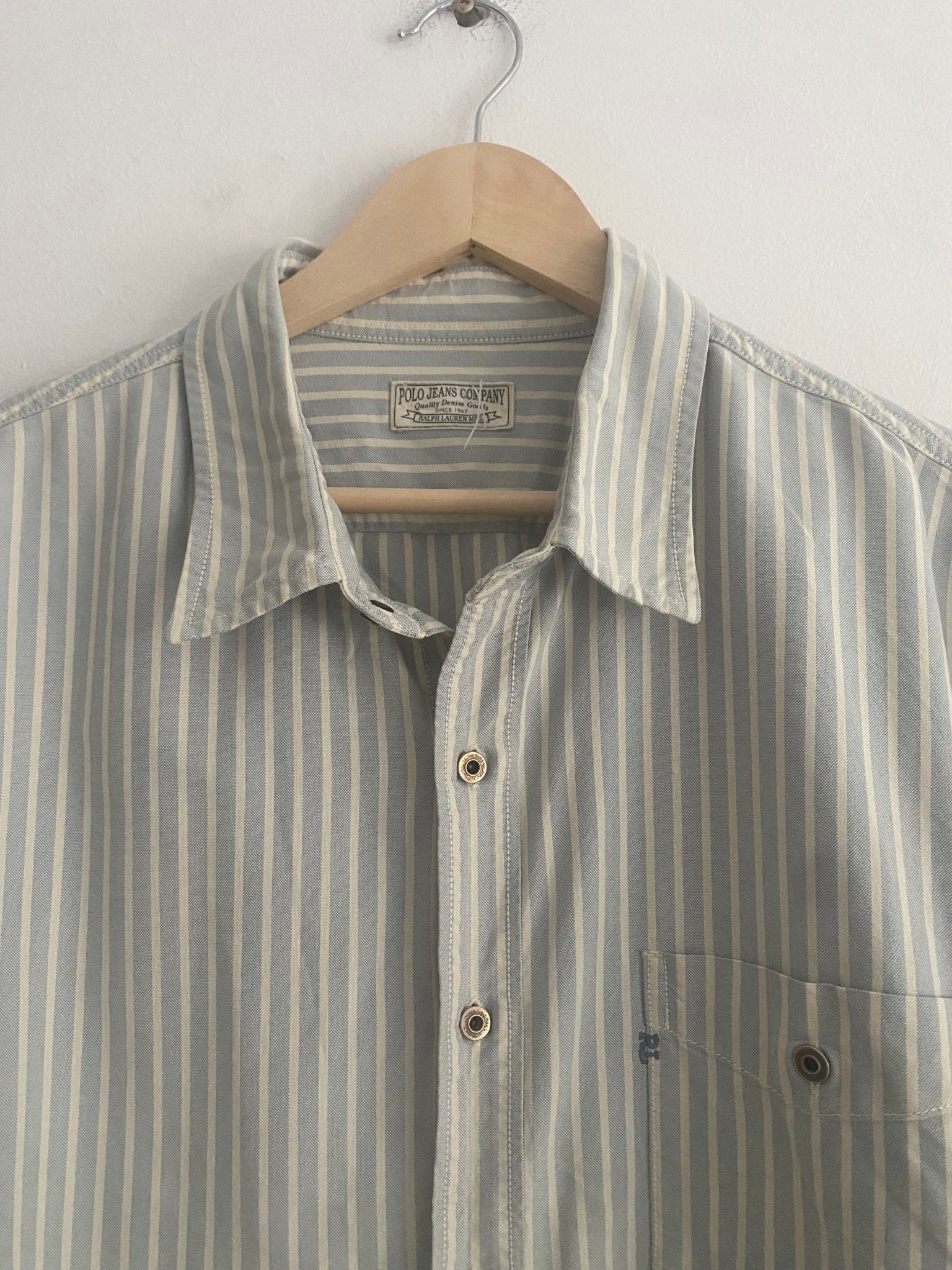 Cămașă Vintage Polo Jeans Ralph Lauren – Dungi Albastre, Mărime XL - anbracaminte