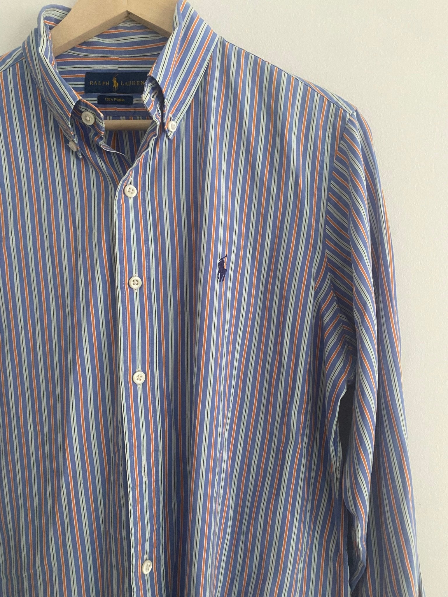 Cămașă Vintage Ralph Lauren Bleumarin cu Dungi – Mărime M - anbracaminte