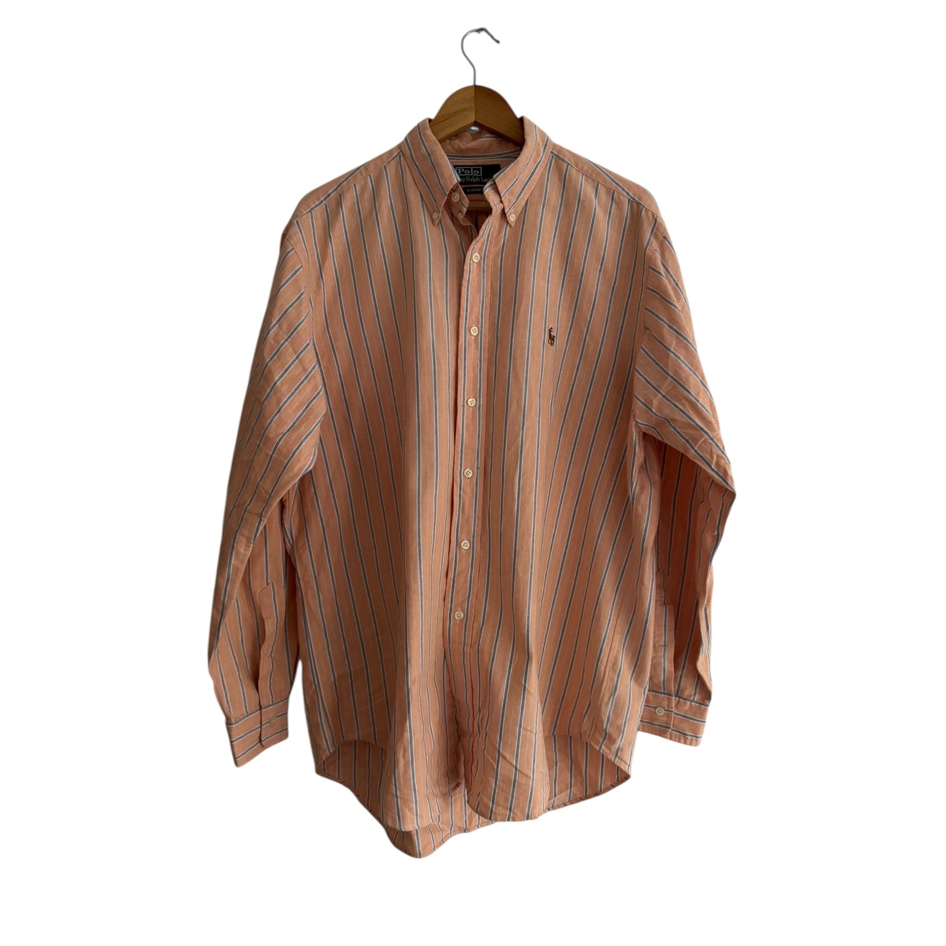 👔 Cămașă vintage Ralph Lauren în dungi somon (Mărime L) - anbracaminte