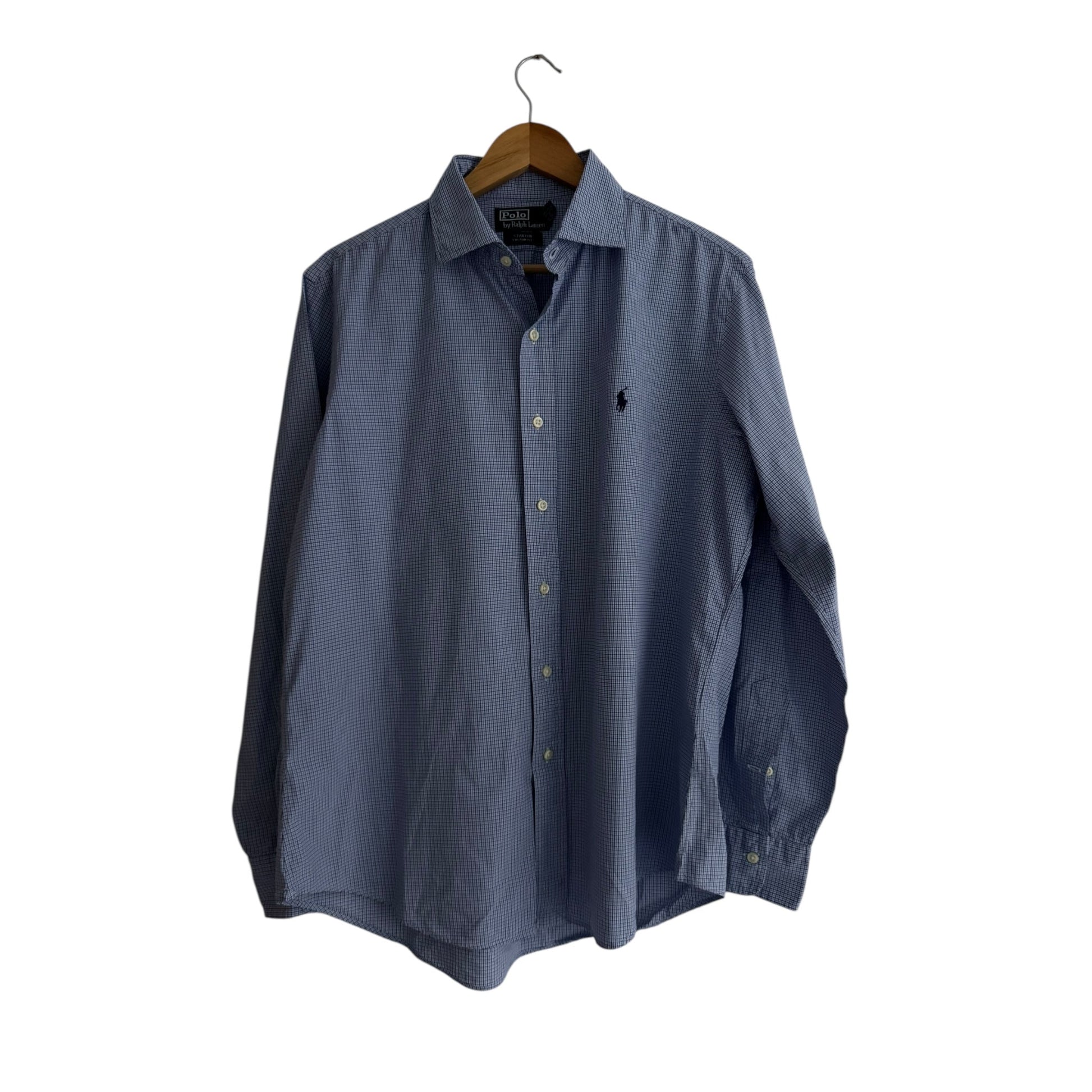 👕 Cămașă vintage Ralph Lauren / Light Blue Stanton Checked (Mărime L Bărbați) - anbracaminte