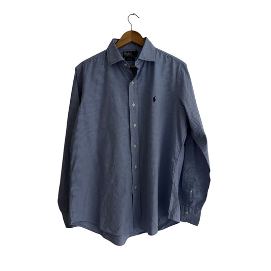 👕 Cămașă vintage Ralph Lauren / Light Blue Stanton Checked (Mărime L Bărbați) - anbracaminte