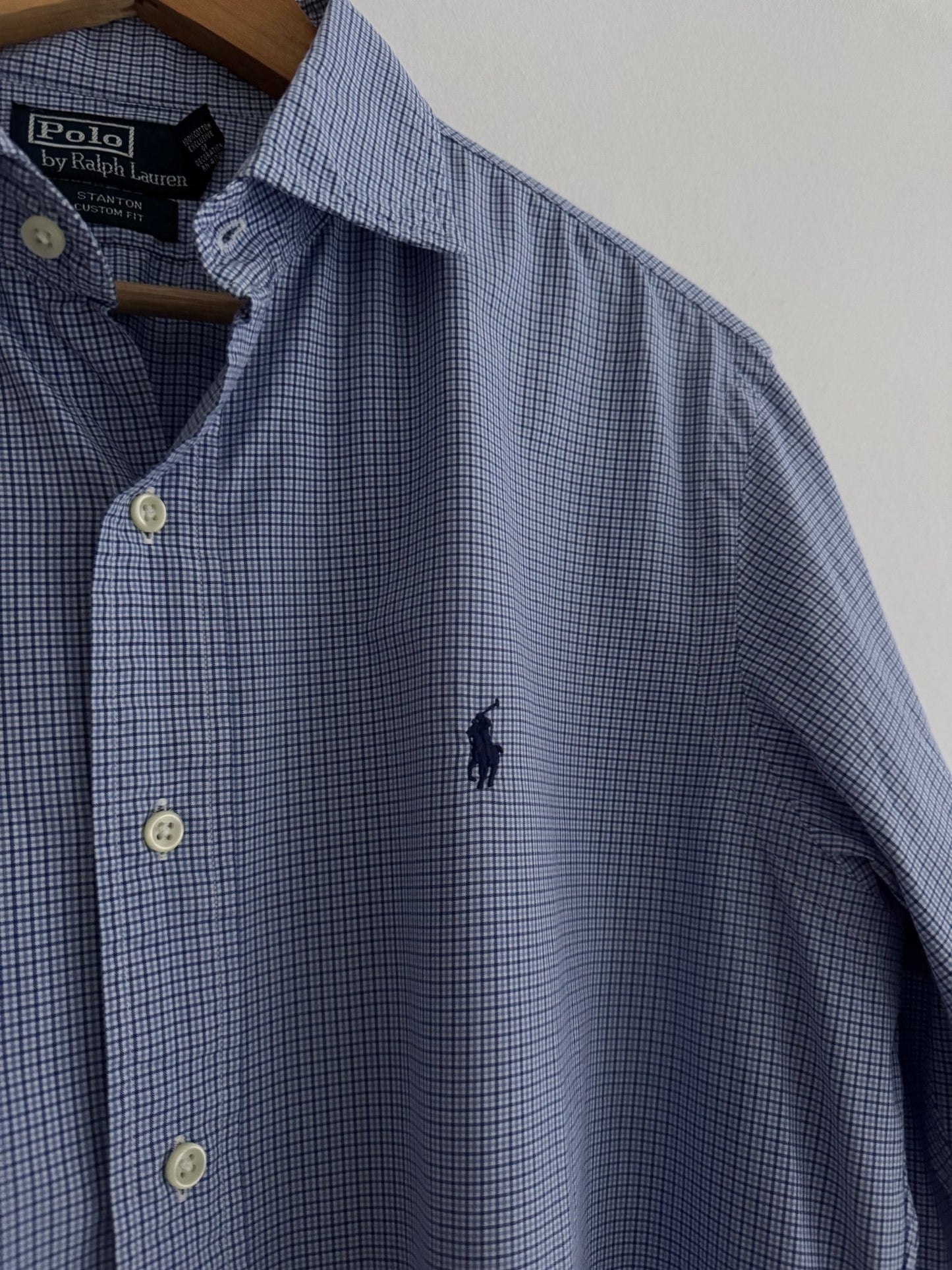 👕 Cămașă vintage Ralph Lauren / Light Blue Stanton Checked (Mărime L Bărbați) - anbracaminte
