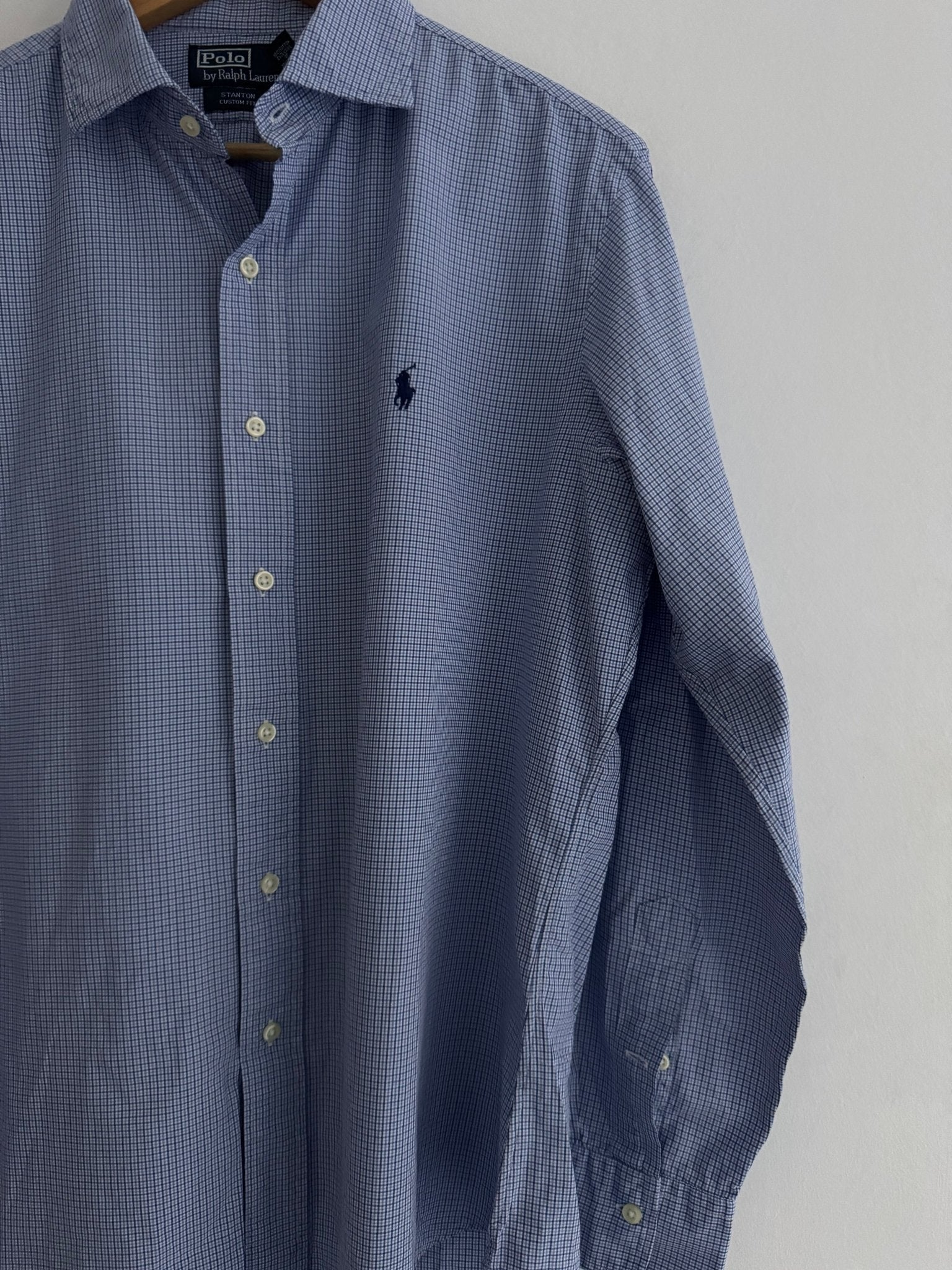 👕 Cămașă vintage Ralph Lauren / Light Blue Stanton Checked (Mărime L Bărbați) - anbracaminte
