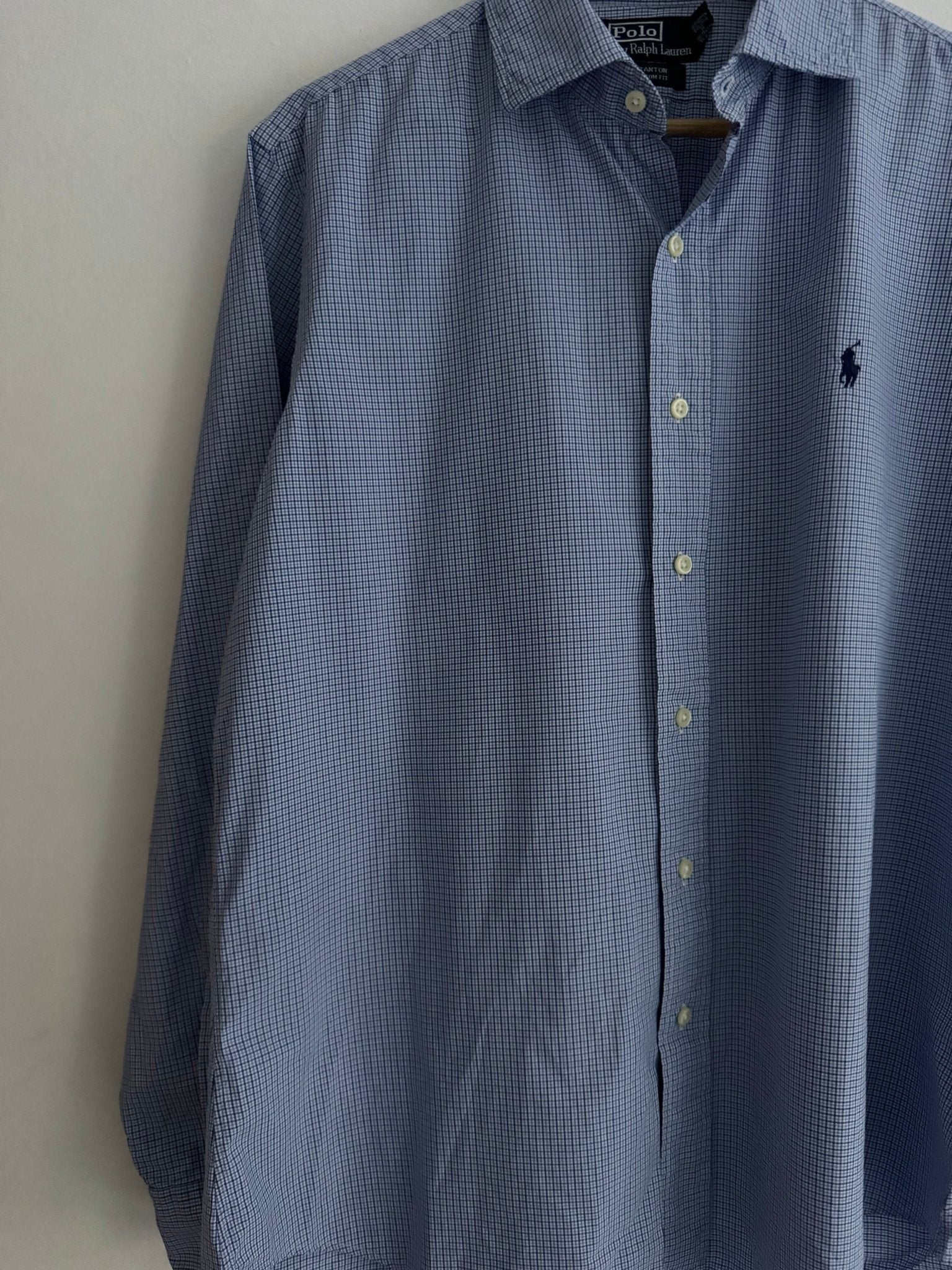 👕 Cămașă vintage Ralph Lauren / Light Blue Stanton Checked (Mărime L Bărbați) - anbracaminte