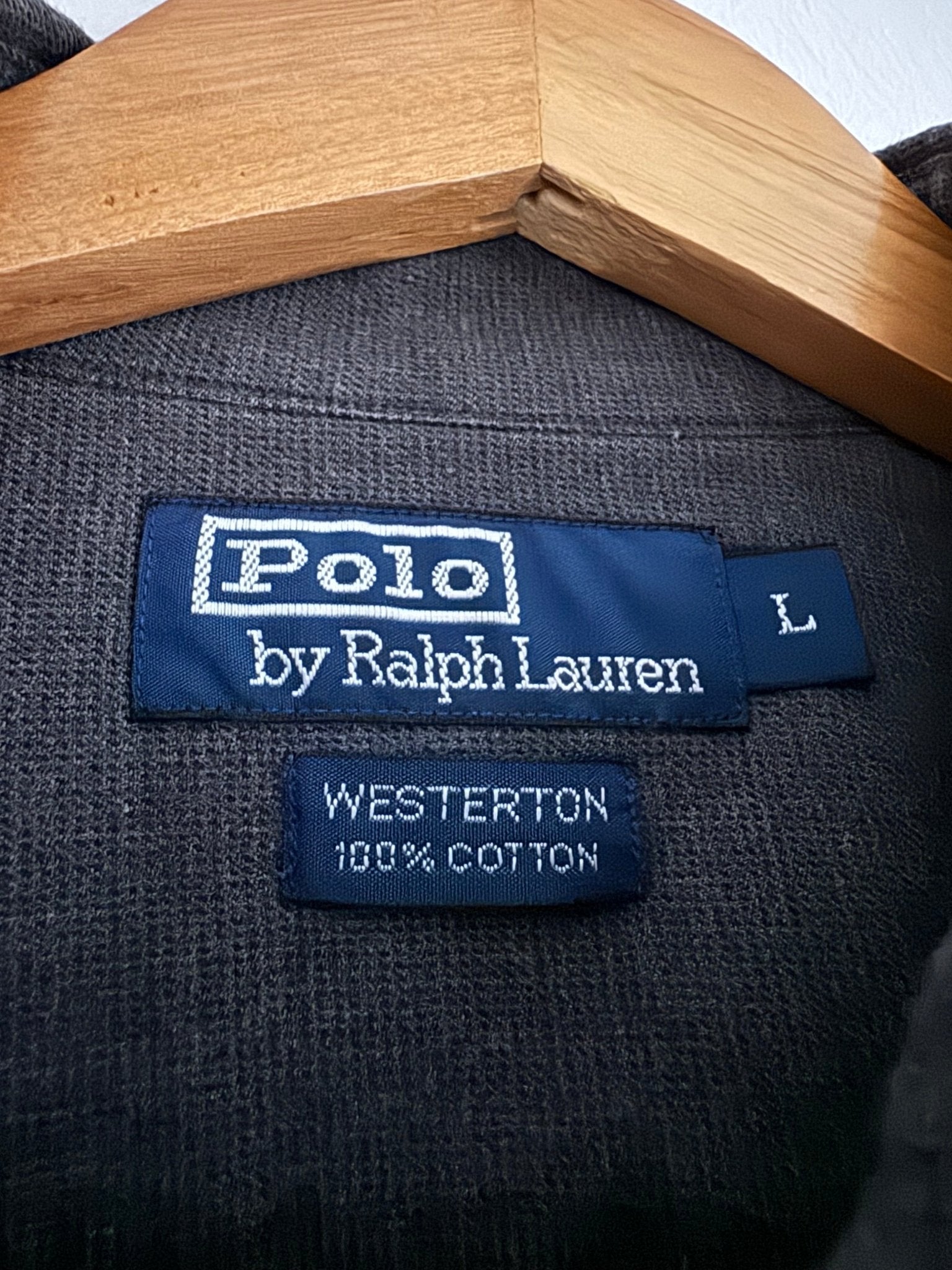 👔 Cămașă vintage Ralph Lauren Westerton gri închis (Mărime L) - anbracaminte