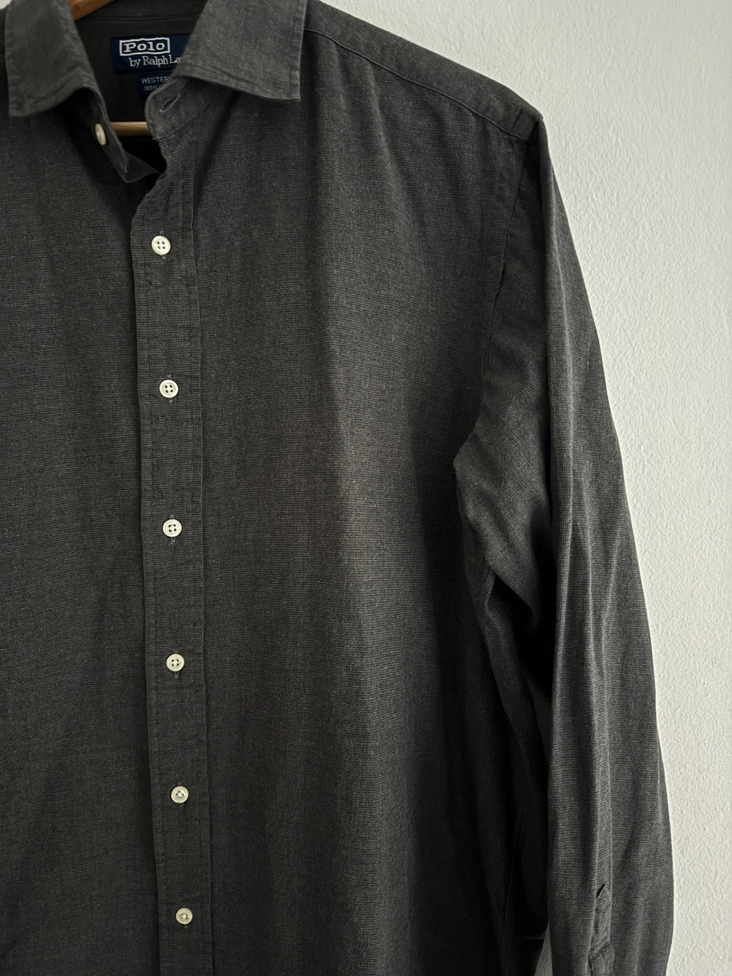 👔 Cămașă vintage Ralph Lauren Westerton gri închis (Mărime L) - anbracaminte