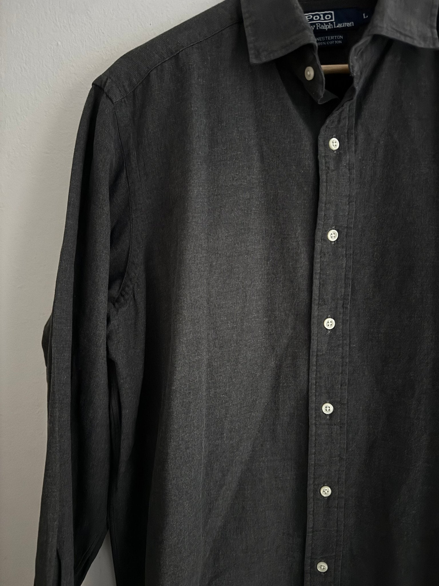 👔 Cămașă vintage Ralph Lauren Westerton gri închis (Mărime L) - anbracaminte
