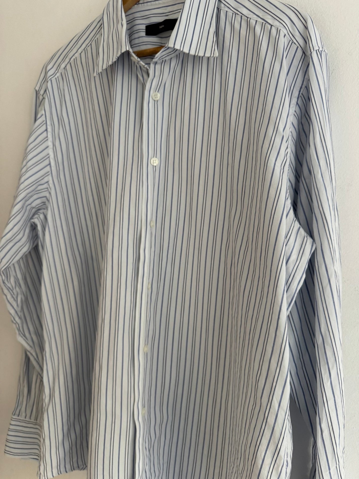 👔 Cămașă Vintage Zegna Albă cu Dungi – Mărime XL - anbracaminte