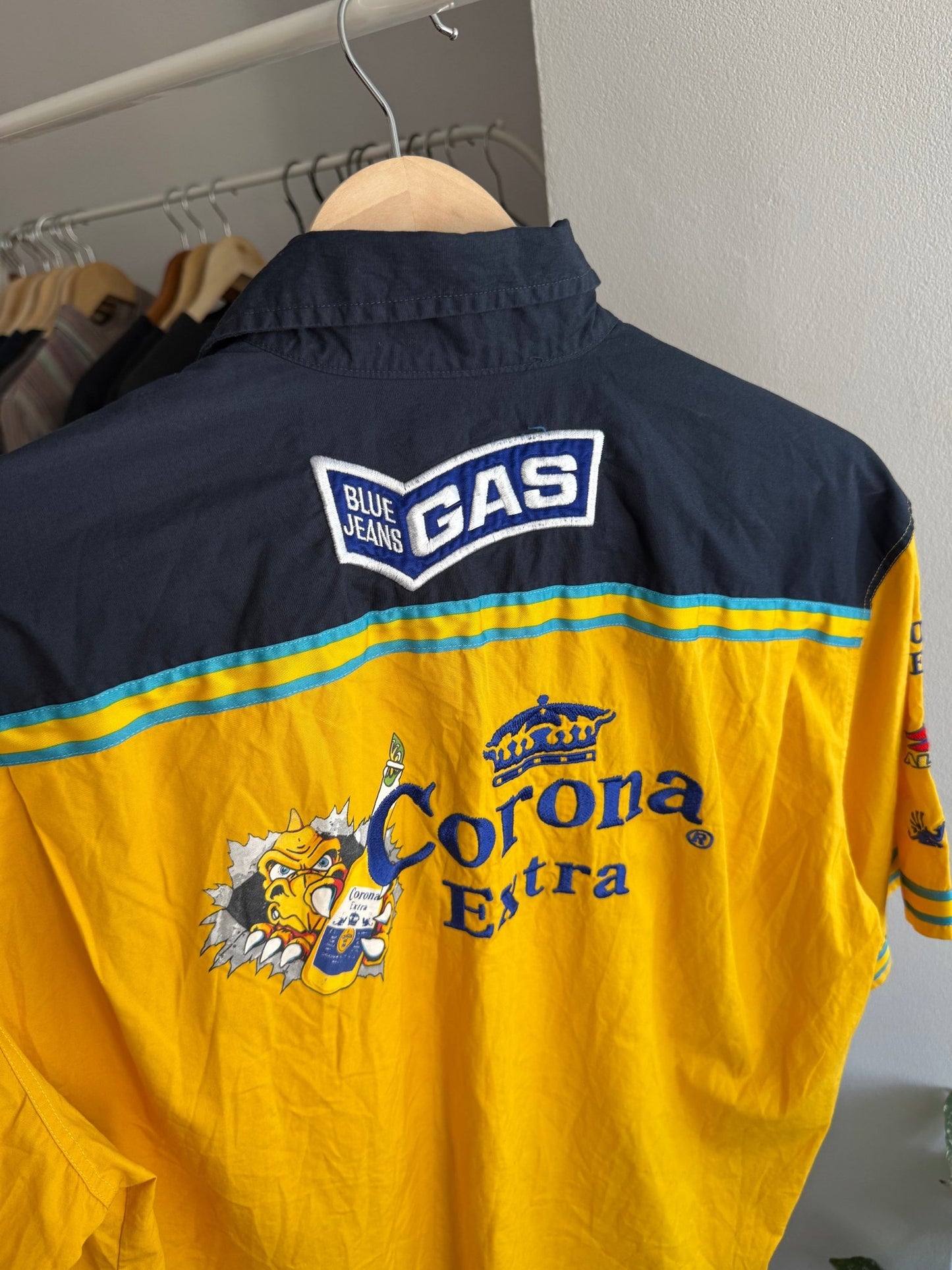 🍺 Cămașă Y2K Gas Jeans Corona x Suzuki Racing – M Bărbați – Made in Italy - anbracaminte