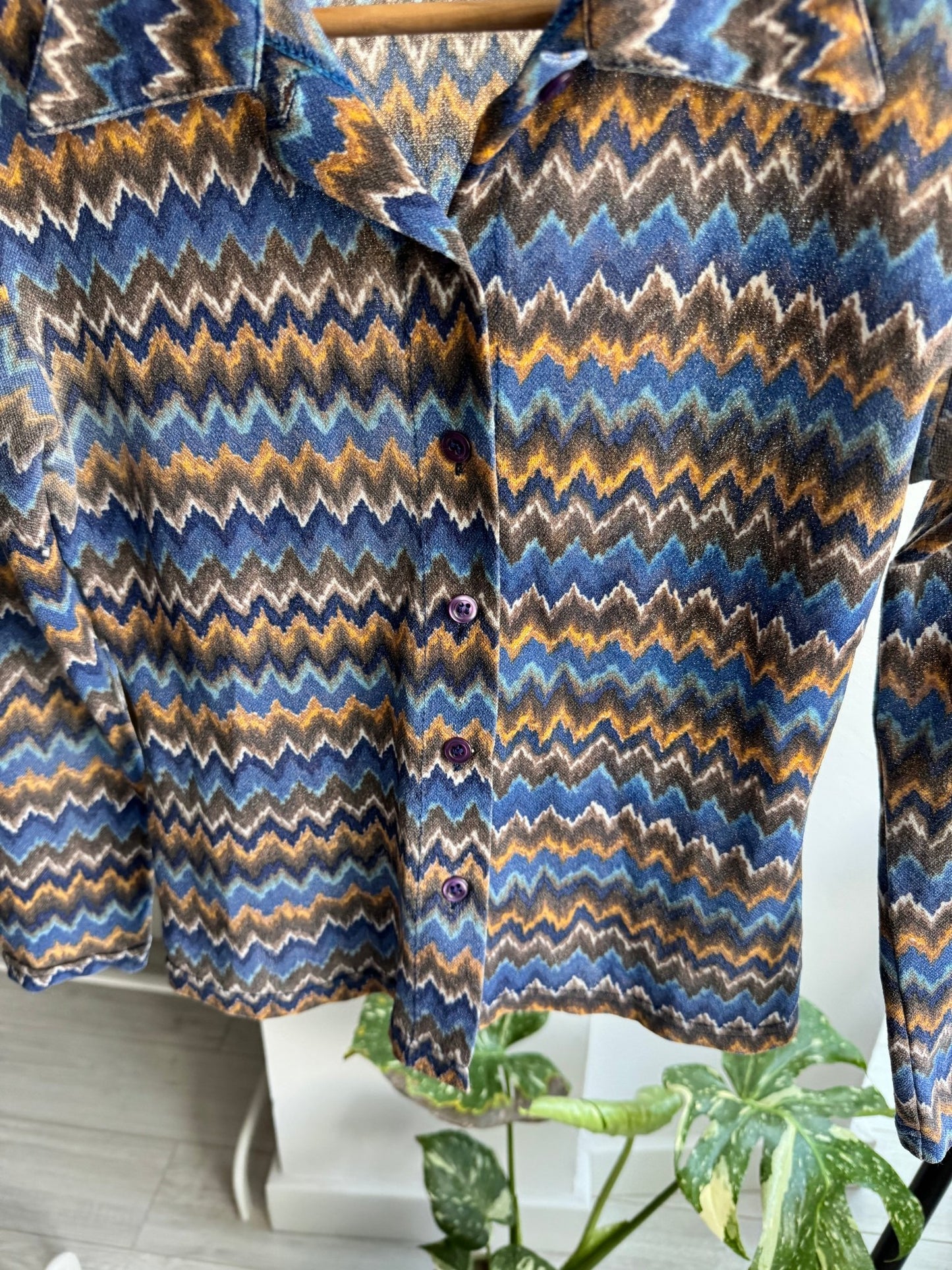 ✨ Cămașă Y2K Mesh cu Zig Zag Pattern – S Damă – Made in Italy - anbracaminte