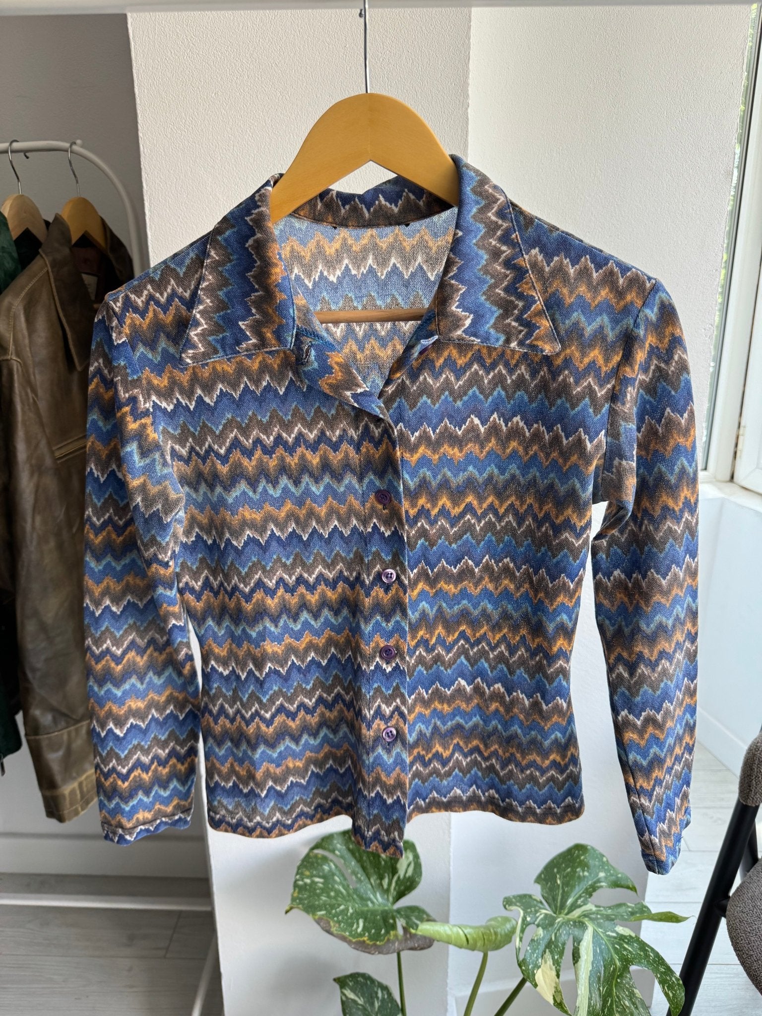 ✨ Cămașă Y2K Mesh cu Zig Zag Pattern – S Damă – Made in Italy - anbracaminte