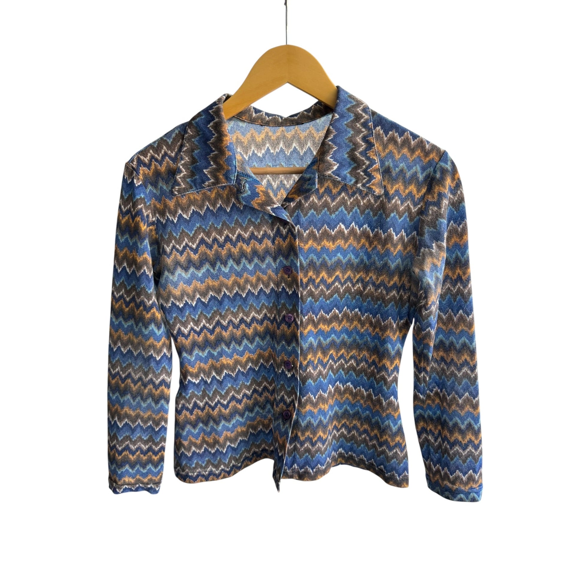 ✨ Cămașă Y2K Mesh cu Zig Zag Pattern – S Damă – Made in Italy - anbracaminte