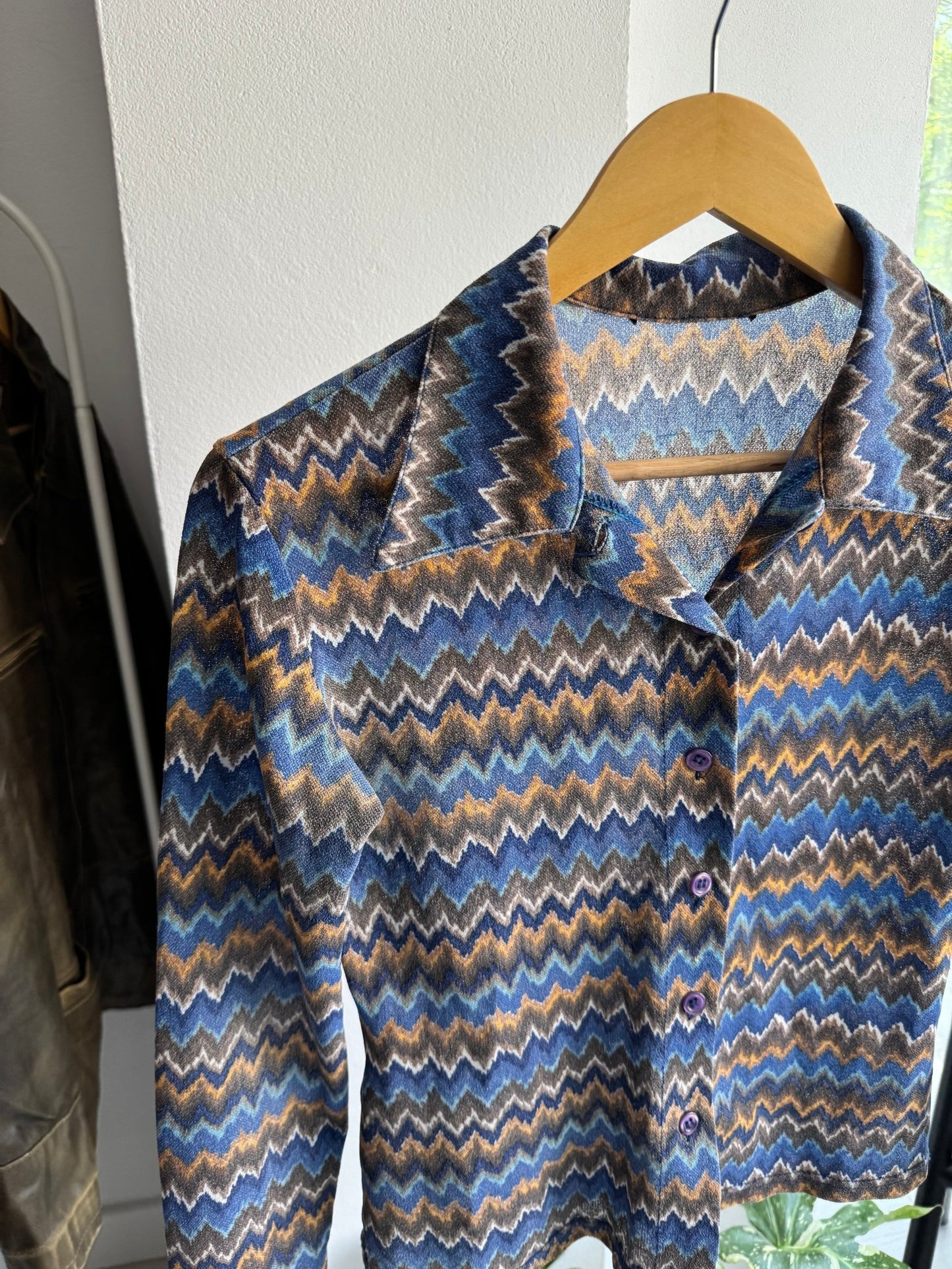 ✨ Cămașă Y2K Mesh cu Zig Zag Pattern – S Damă – Made in Italy - anbracaminte