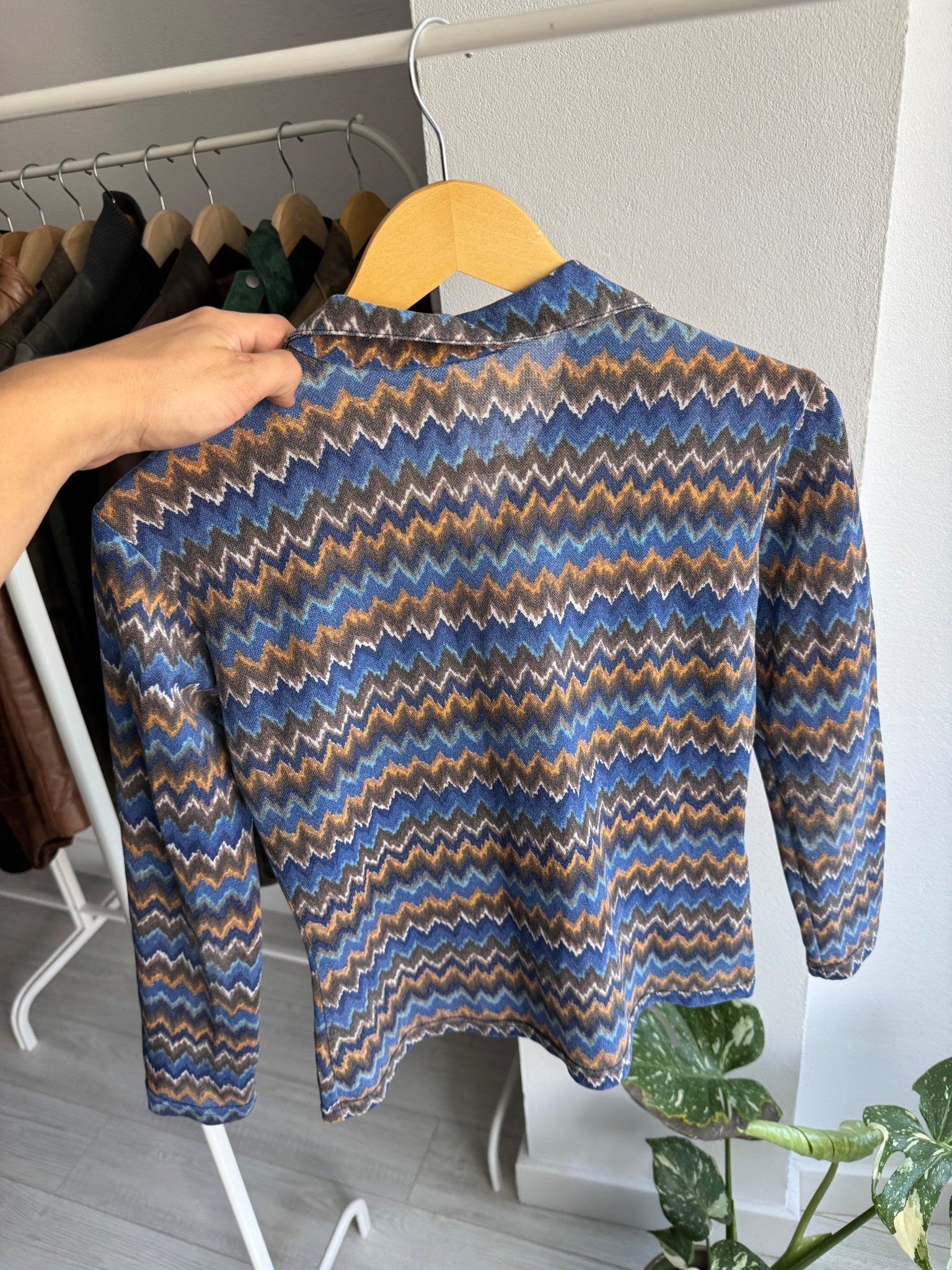 ✨ Cămașă Y2K Mesh cu Zig Zag Pattern – S Damă – Made in Italy - anbracaminte