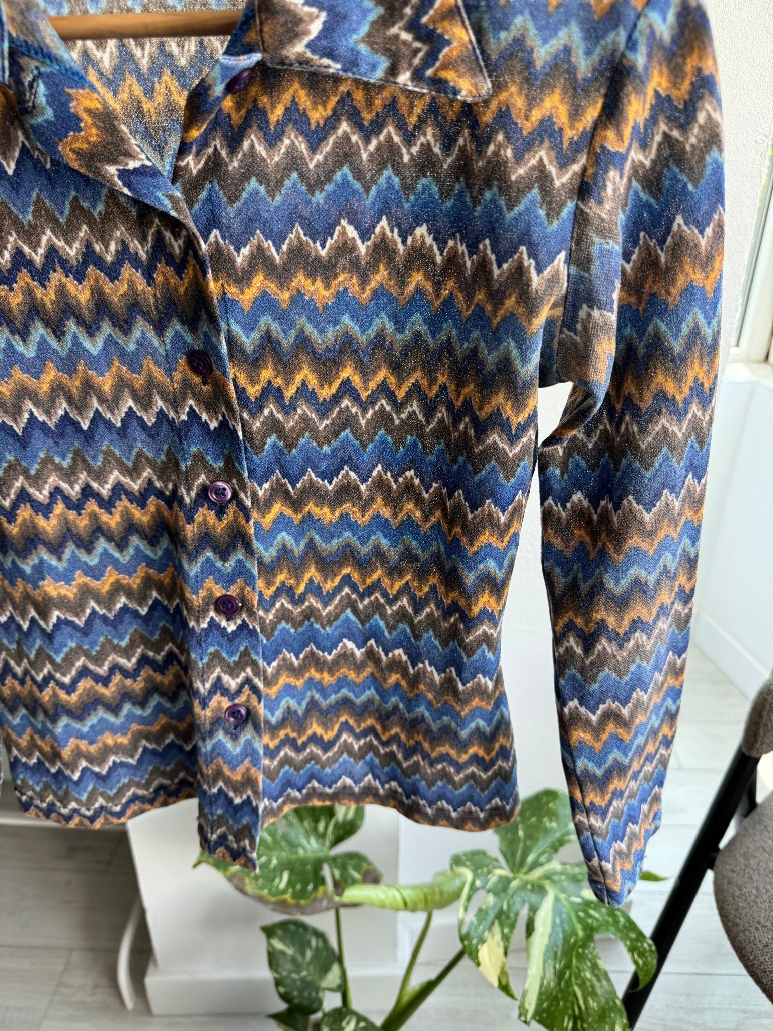✨ Cămașă Y2K Mesh cu Zig Zag Pattern – S Damă – Made in Italy - anbracaminte