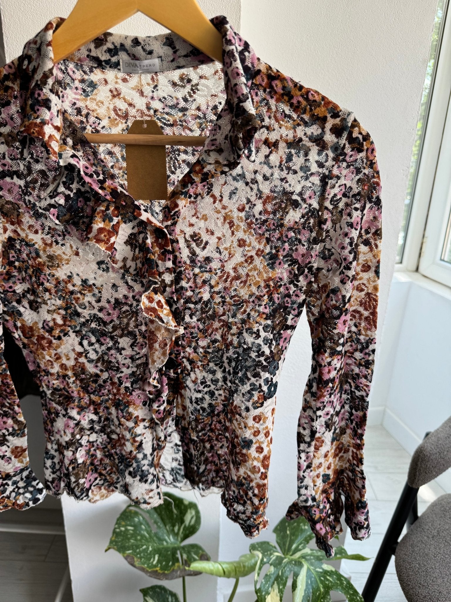 ✨ Cămașă Y2K Mesh Printed – S Damă – Made in Italy - anbracaminte