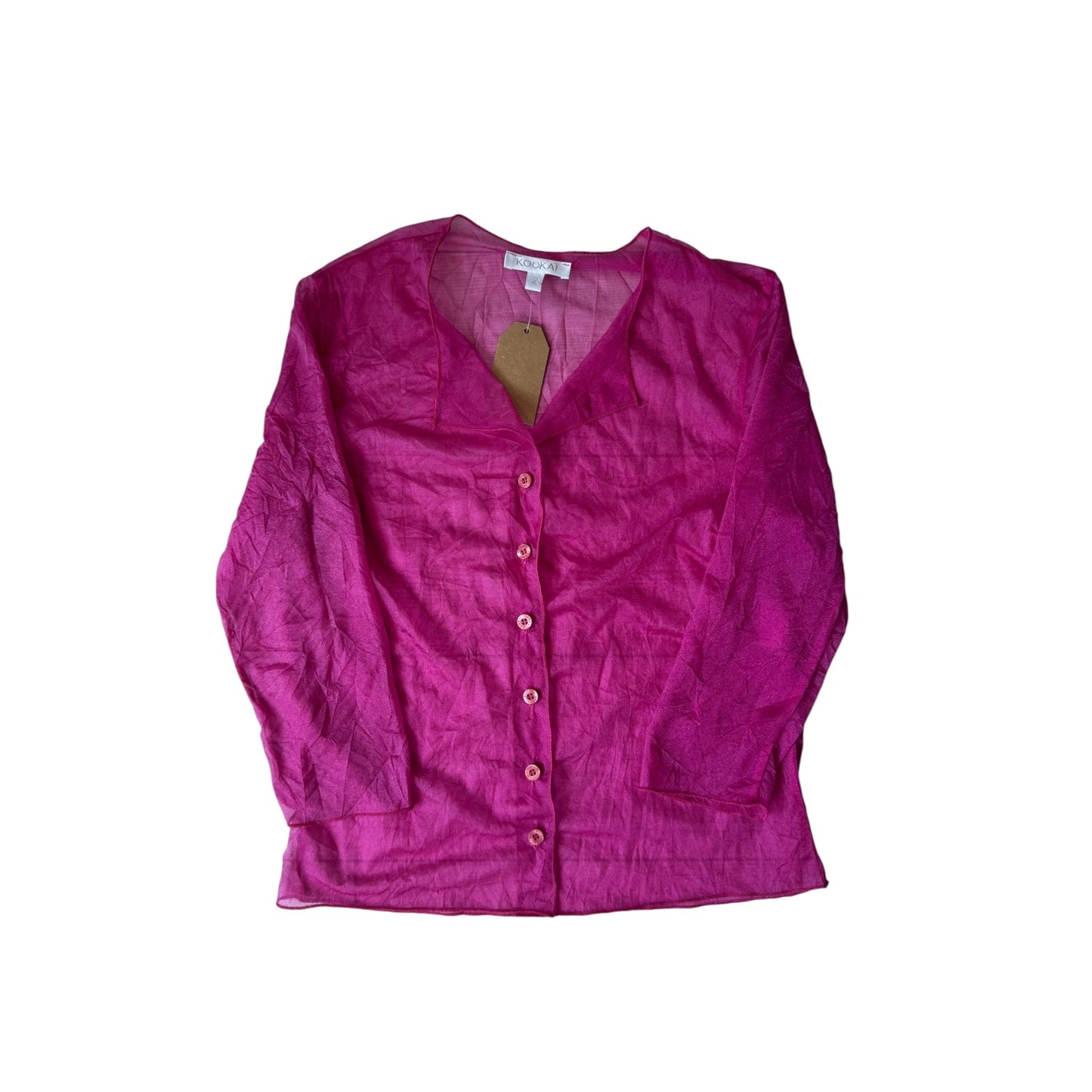 🎀 Cămașă Y2K Pink Mesh – Size 2 (S/M Damă) – Made in France - anbracaminte