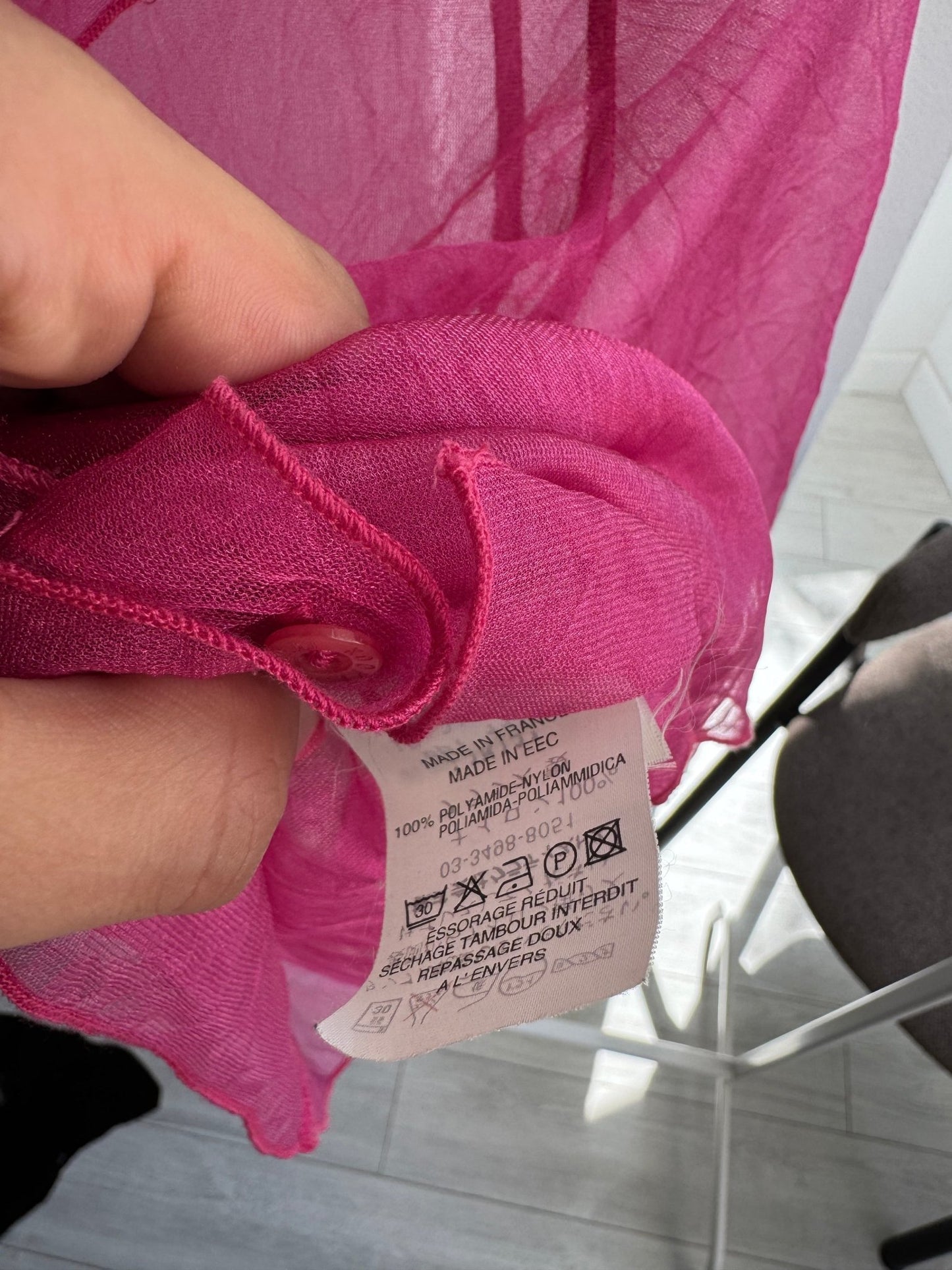 🎀 Cămașă Y2K Pink Mesh – Size 2 (S/M Damă) – Made in France - anbracaminte