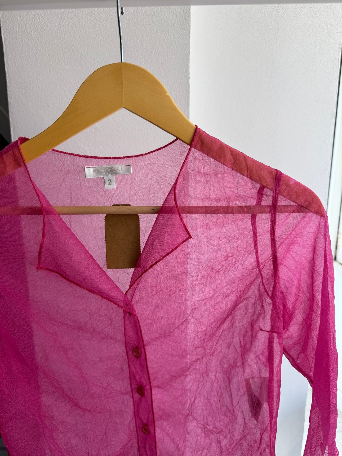 🎀 Cămașă Y2K Pink Mesh – Size 2 (S/M Damă) – Made in France - anbracaminte