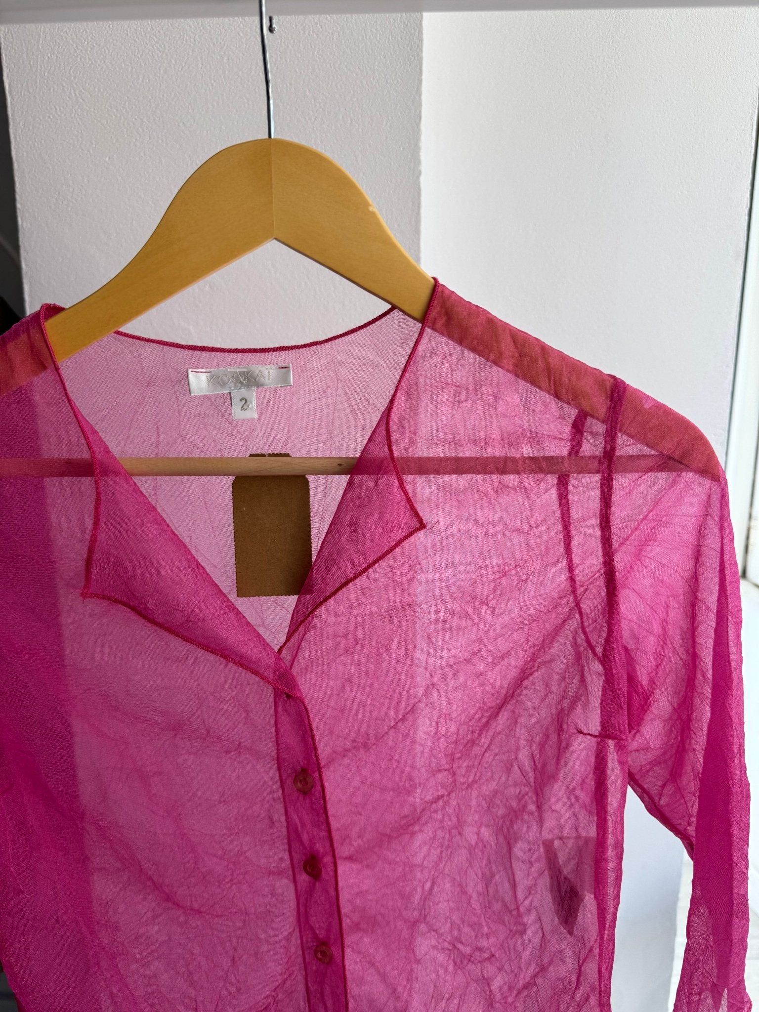🎀 Cămașă Y2K Pink Mesh – Size 2 (S/M Damă) – Made in France - anbracaminte