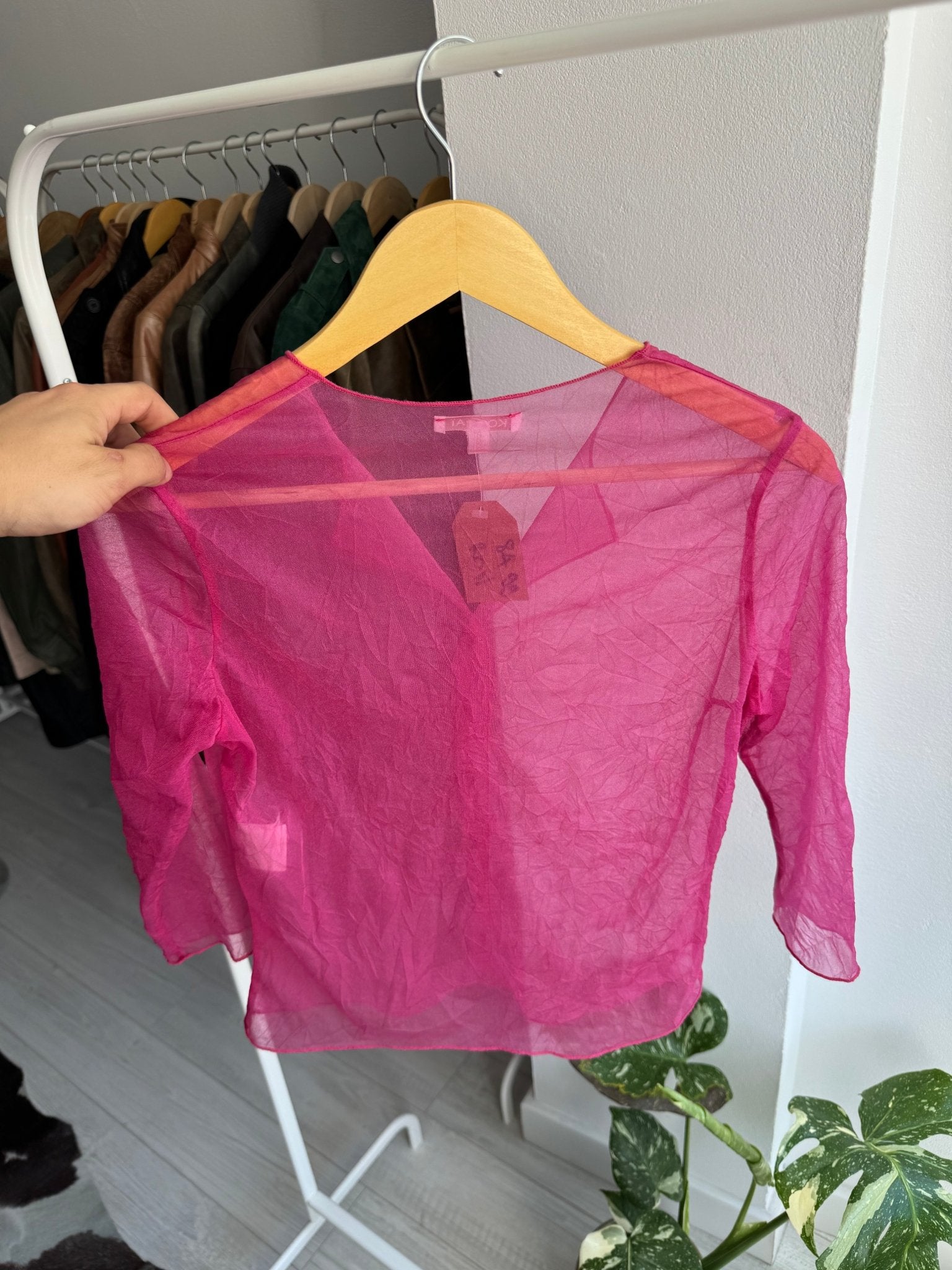 🎀 Cămașă Y2K Pink Mesh – Size 2 (S/M Damă) – Made in France - anbracaminte
