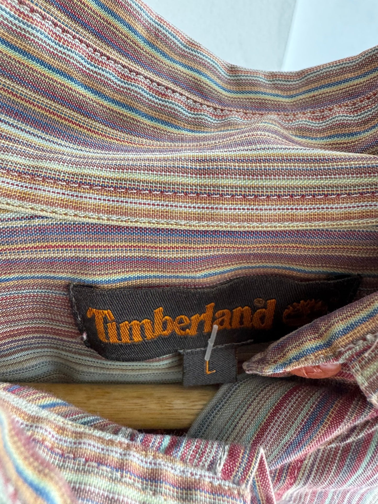 ☀️ Cămașă Y2K Timberland Women’s Vertical Striped Shirt – L Damă – Made in Portugal - anbracaminte