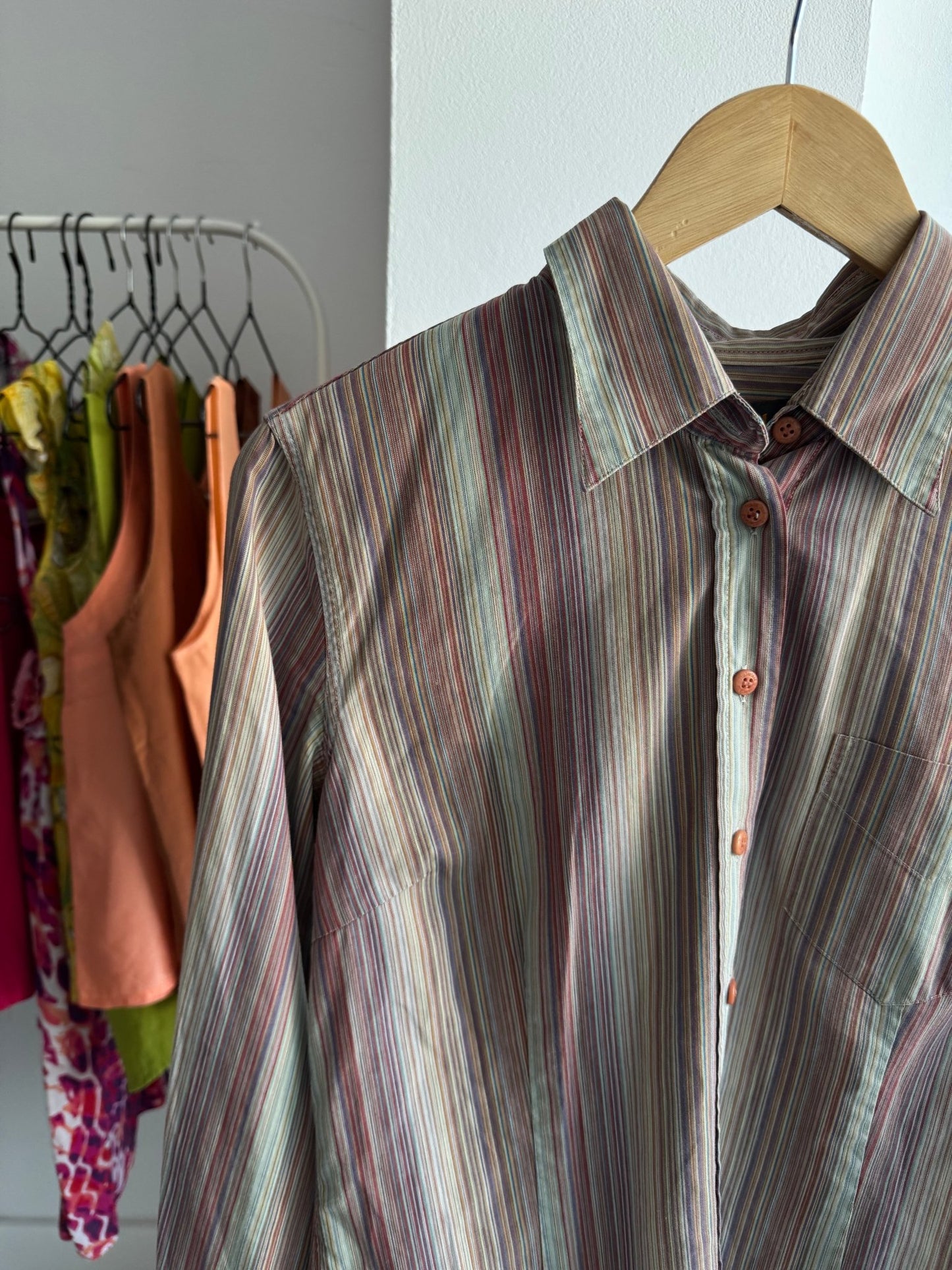 ☀️ Cămașă Y2K Timberland Women’s Vertical Striped Shirt – L Damă – Made in Portugal - anbracaminte