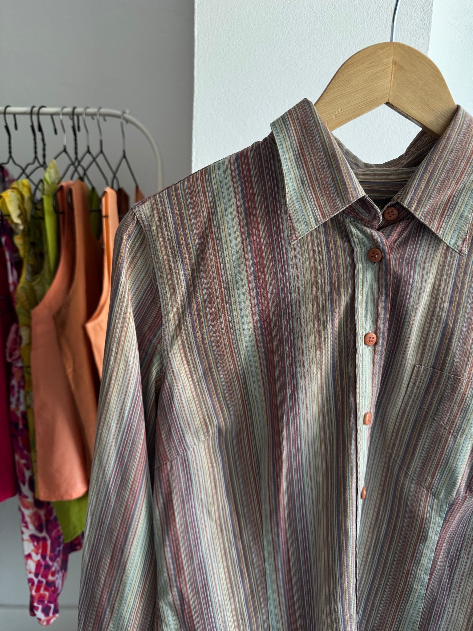 ☀️ Cămașă Y2K Timberland Women’s Vertical Striped Shirt – L Damă – Made in Portugal - anbracaminte