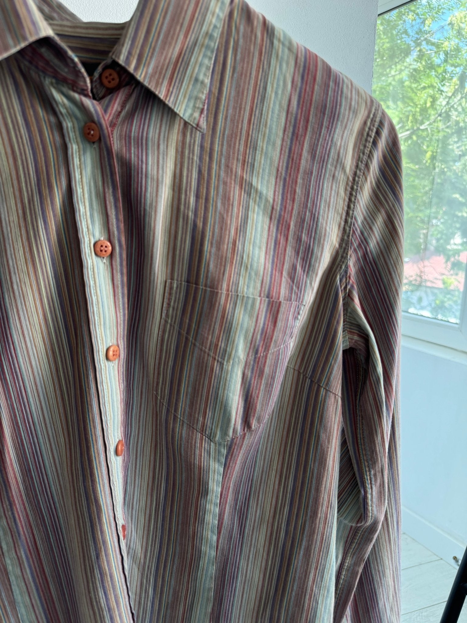 ☀️ Cămașă Y2K Timberland Women’s Vertical Striped Shirt – L Damă – Made in Portugal - anbracaminte