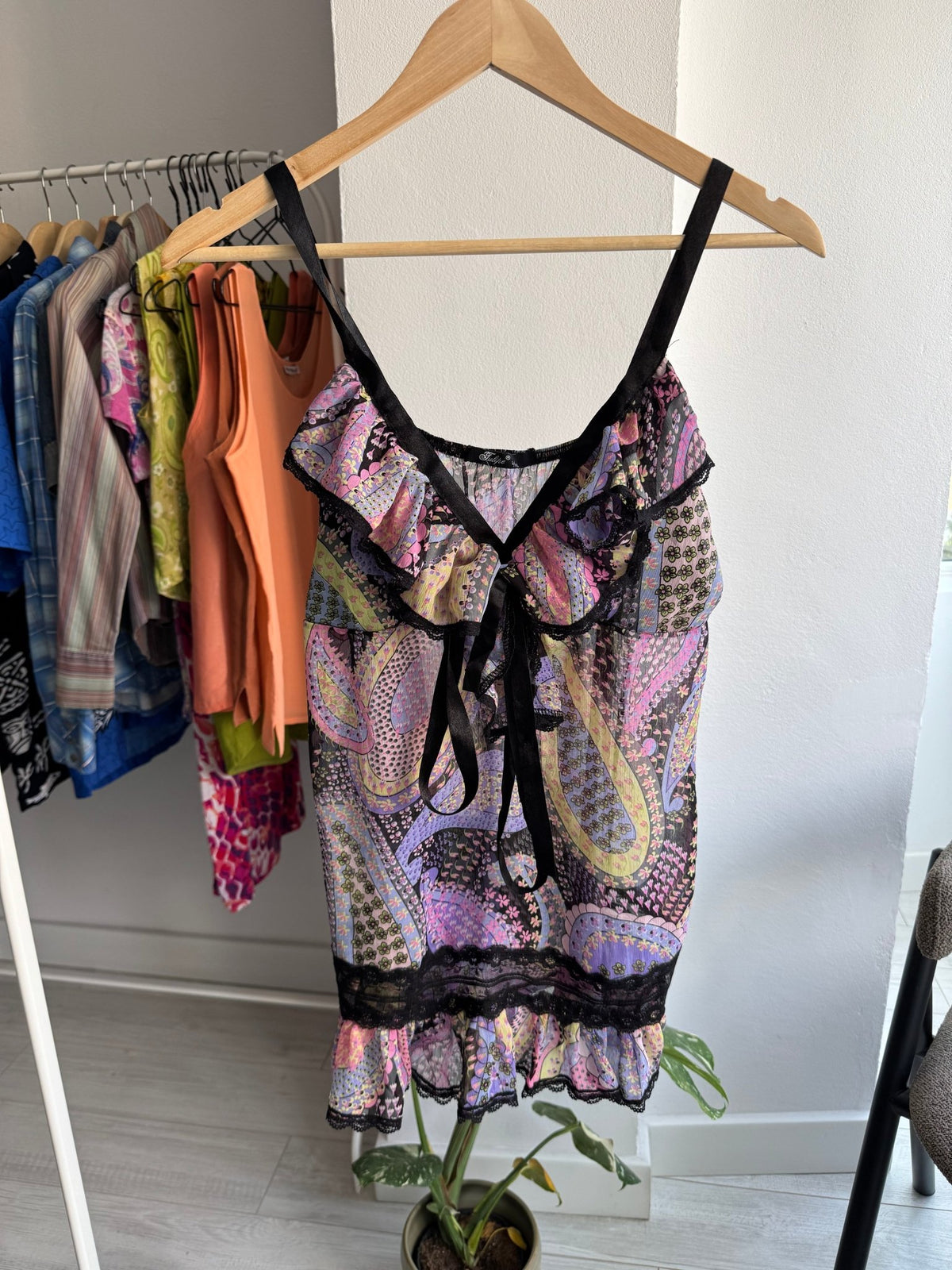 ✨ Cami Top Mesh Printed Y2K – L Damă - anbracaminte