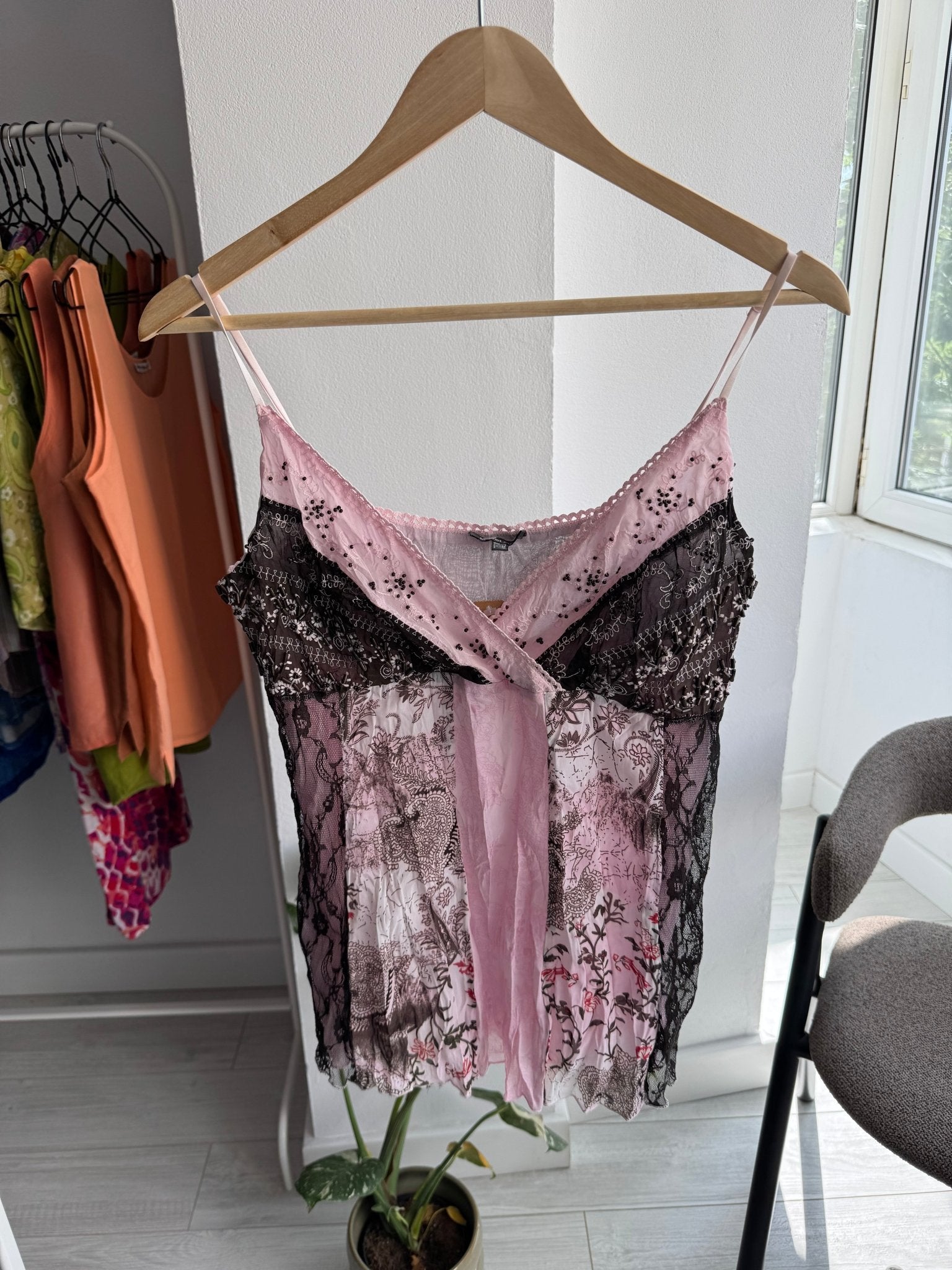 ✨ Cami Top Mesh Printed Y2K – M/L Damă - anbracaminte