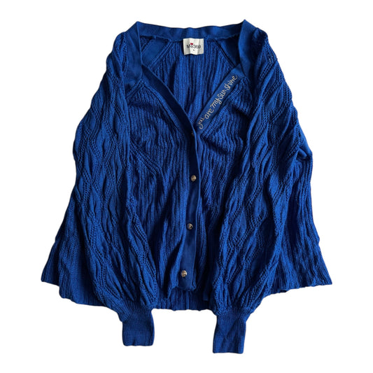 🧶 Cardigan Albastru Tricotat cu Broderie – Mărime M Femei - anbracaminte