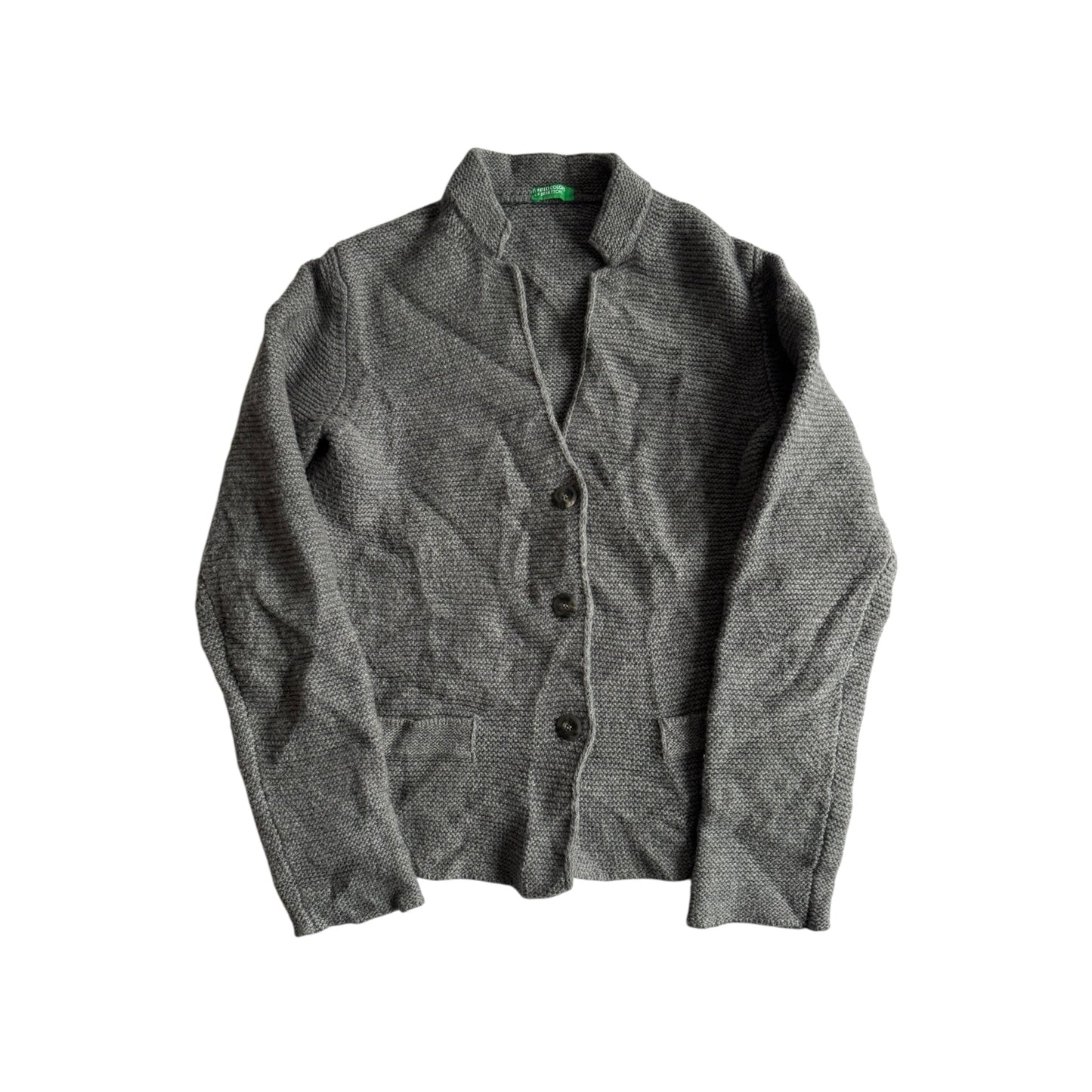 🧶 Cardigan Benetton Gri din Lână – Mărime S Femei - anbracaminte
