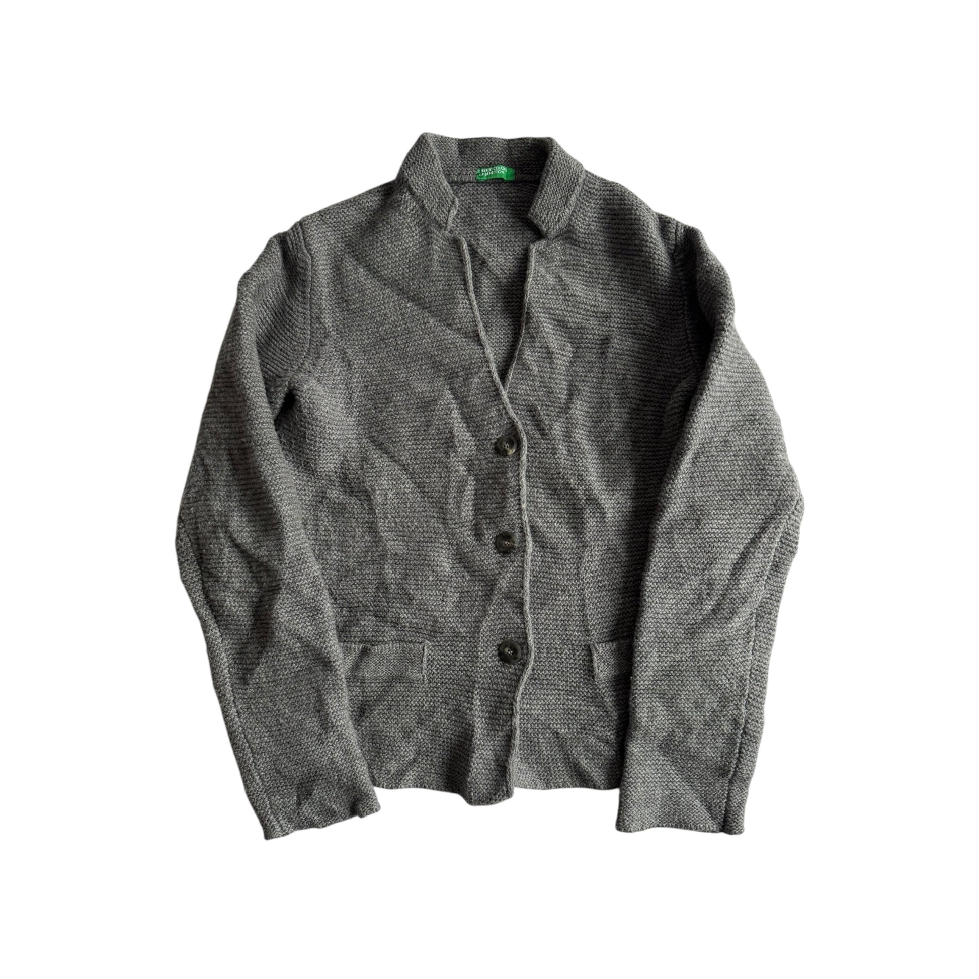🧶 Cardigan Benetton Gri din Lână – Mărime S Femei - anbracaminte