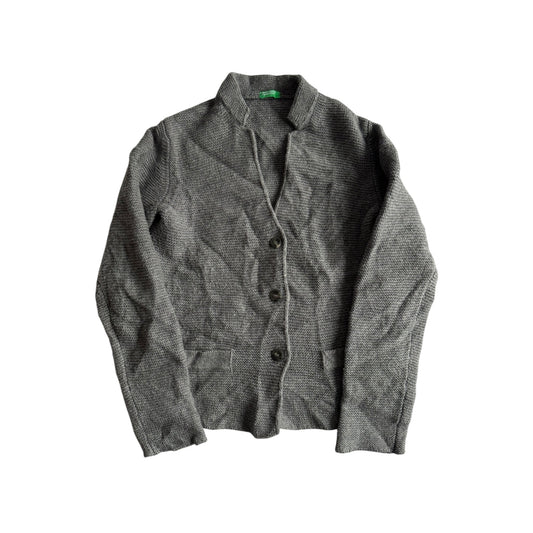 🧶 Cardigan Benetton Gri din Lână – Mărime S Femei - anbracaminte