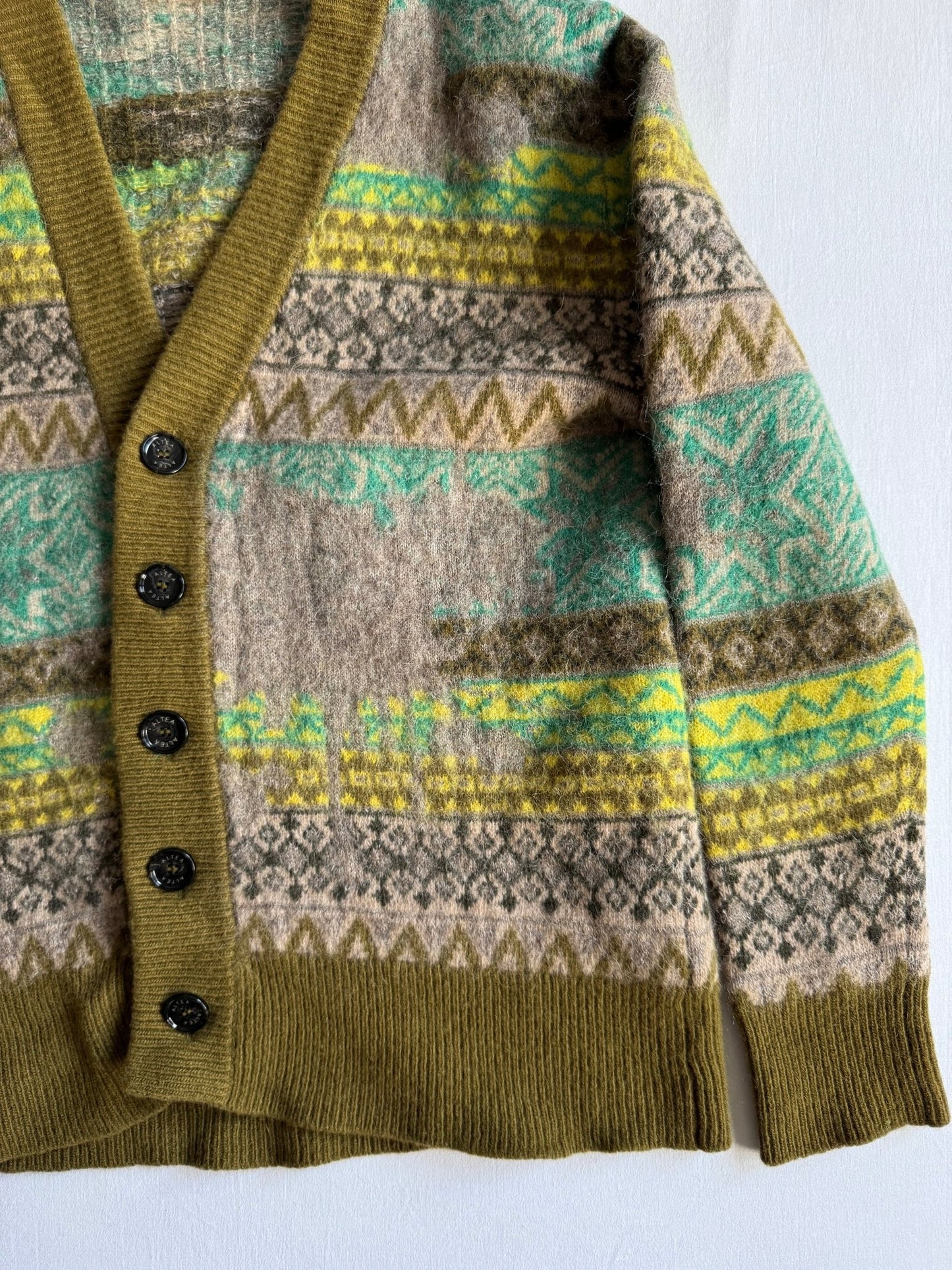 🧶 Cardigan Damă Altro Milano cu Model Etnic din Lână Virgină și Alpaca – L (se potrivește M) - anbracaminte