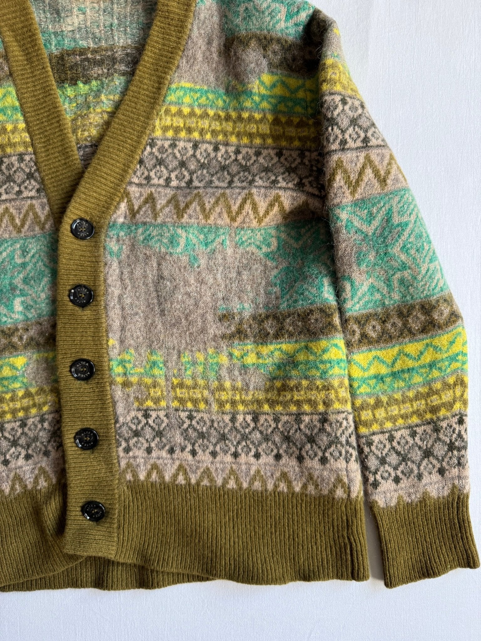 🧶 Cardigan Damă Altro Milano cu Model Etnic din Lână Virgină și Alpaca – L (se potrivește M) - anbracaminte