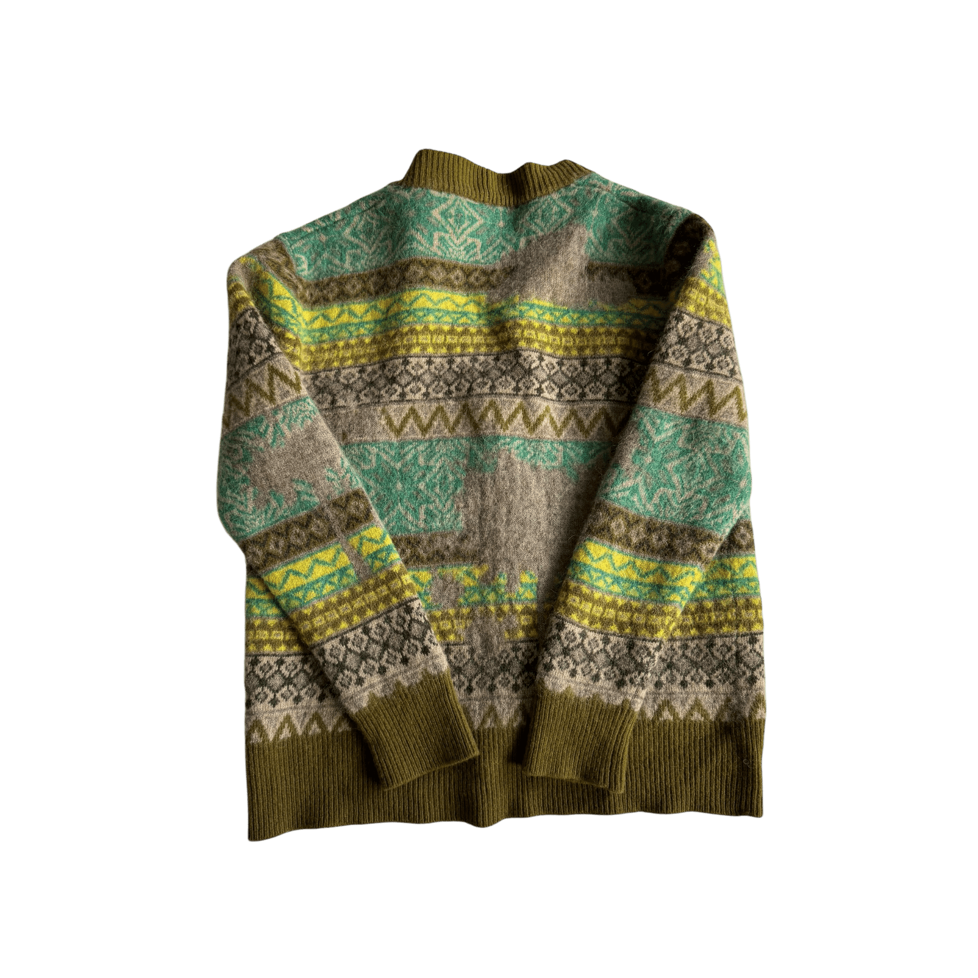 🧶 Cardigan Damă Altro Milano cu Model Etnic din Lână Virgină și Alpaca – L (se potrivește M) - anbracaminte