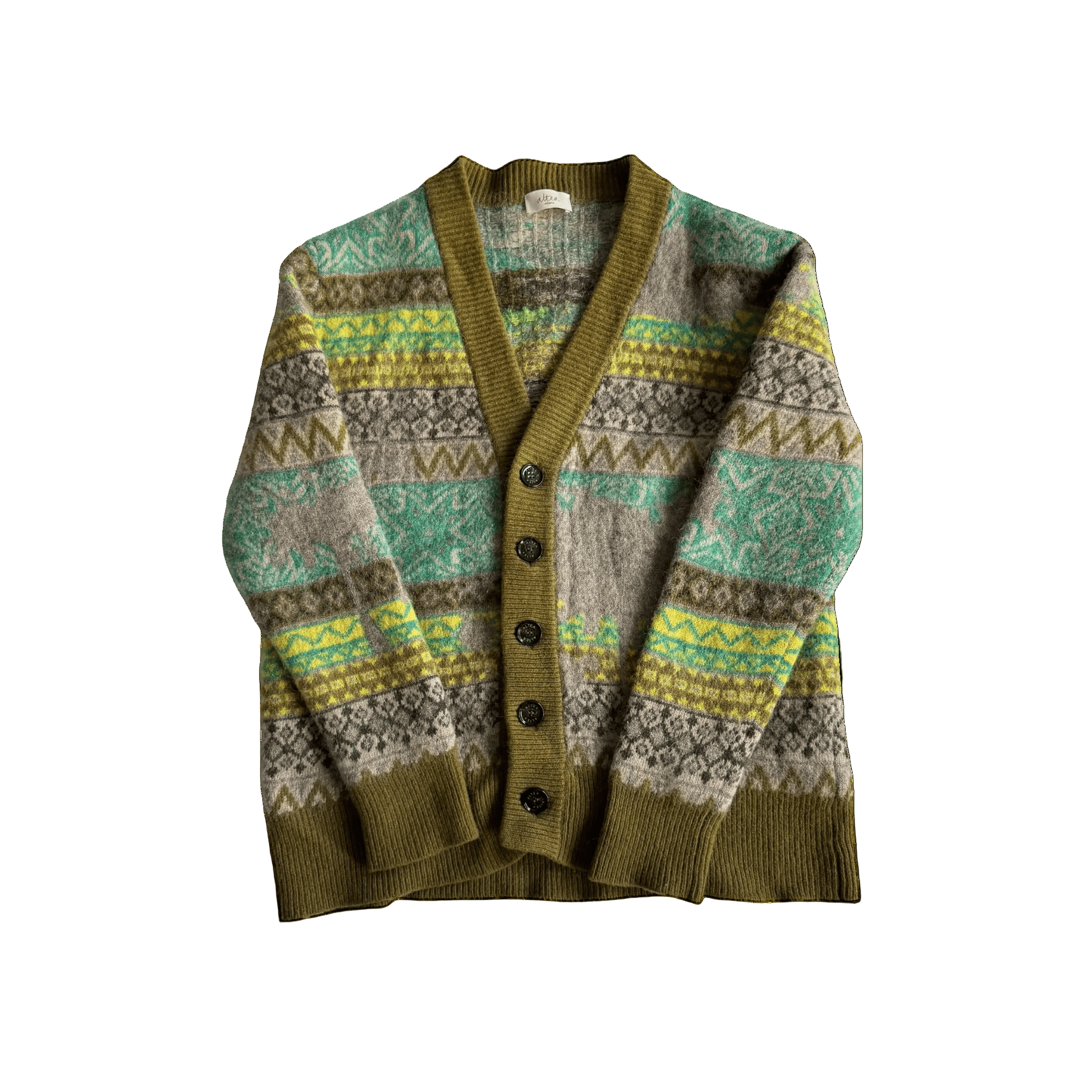 🧶 Cardigan Damă Altro Milano cu Model Etnic din Lână Virgină și Alpaca – L (se potrivește M) - anbracaminte