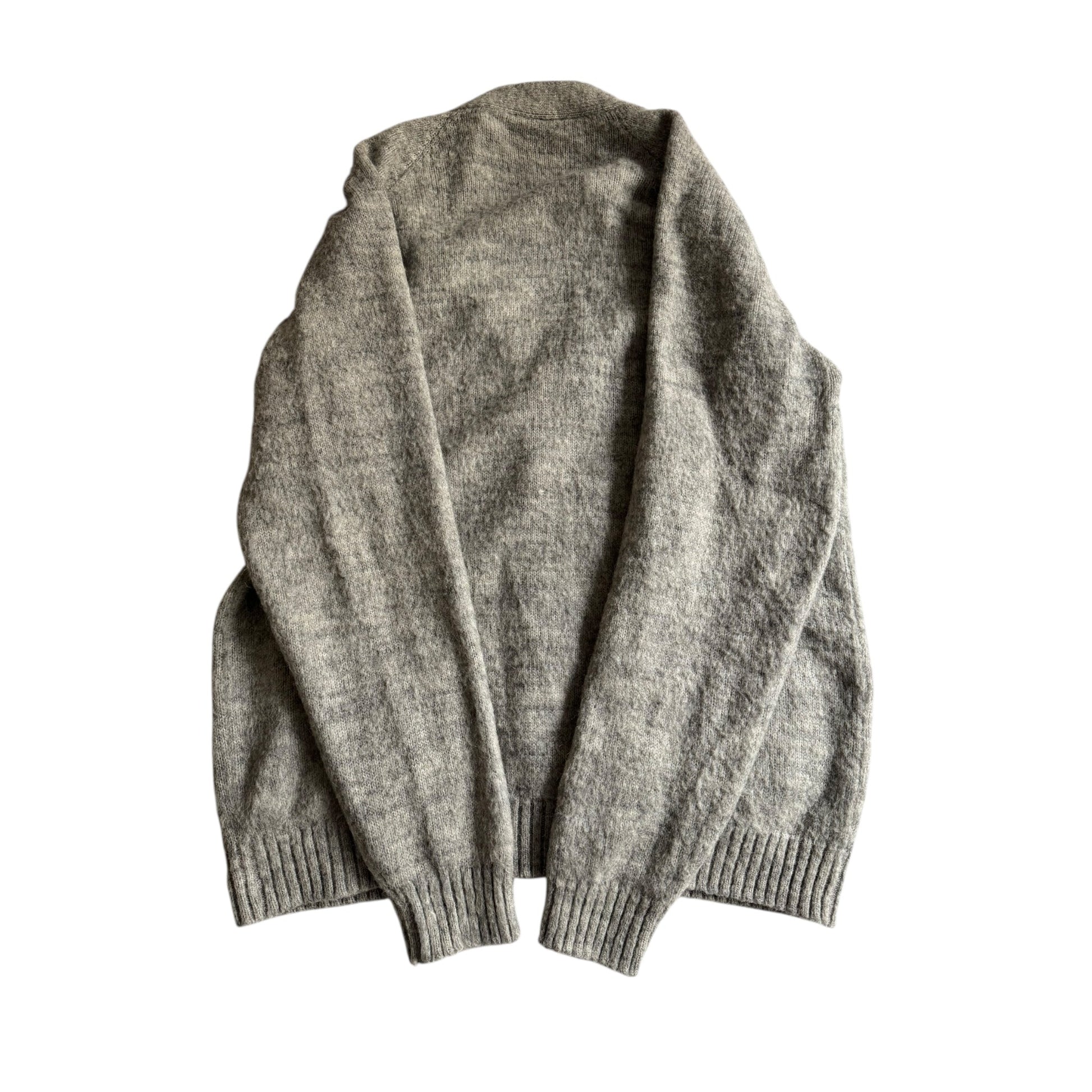 🦙 Cardigan Gri Fuzzy 100% Baby Alpaca – Handmade în Peru – Mărimea M - anbracaminte