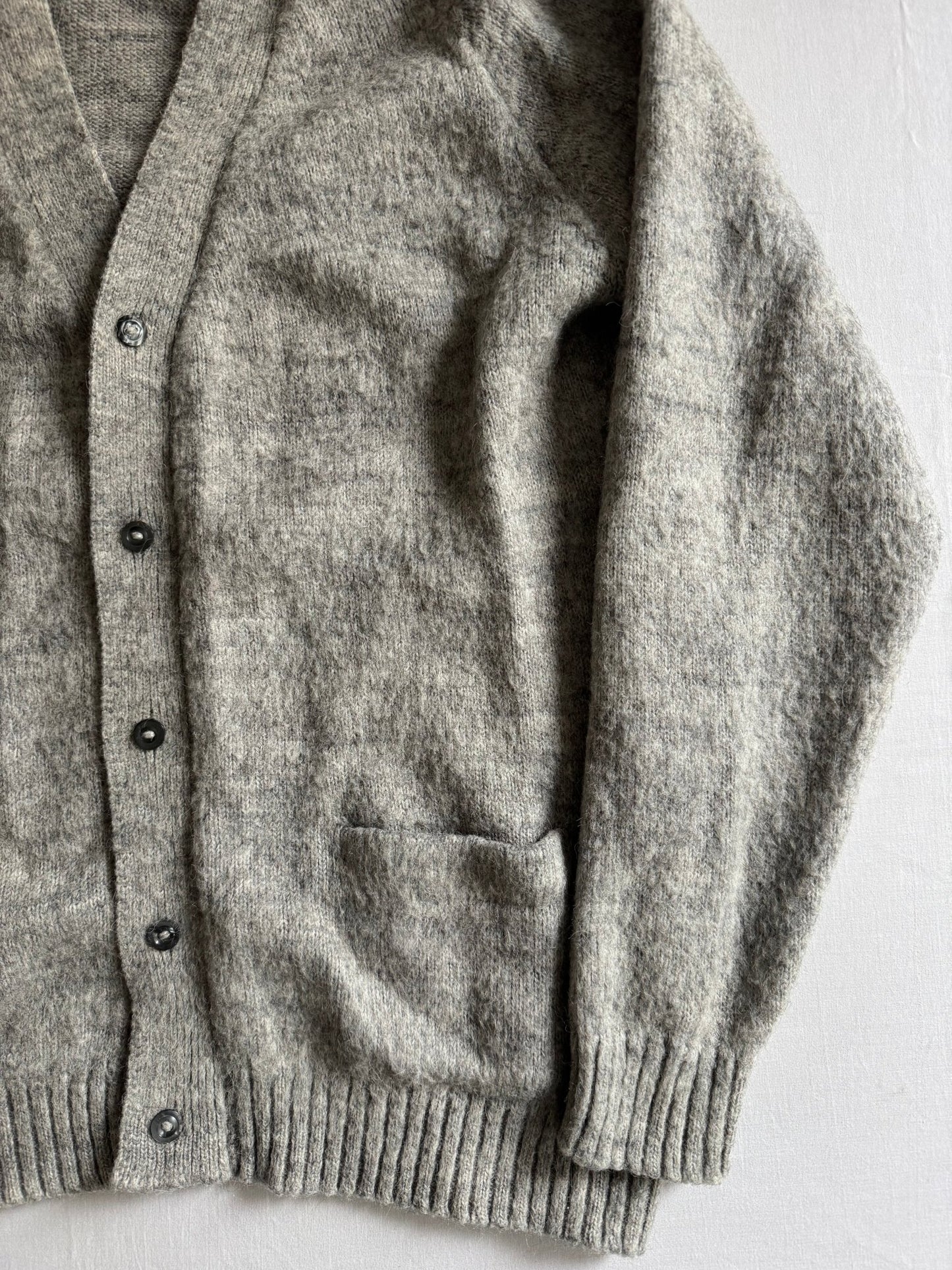 🦙 Cardigan Gri Fuzzy 100% Baby Alpaca – Handmade în Peru – Mărimea M - anbracaminte