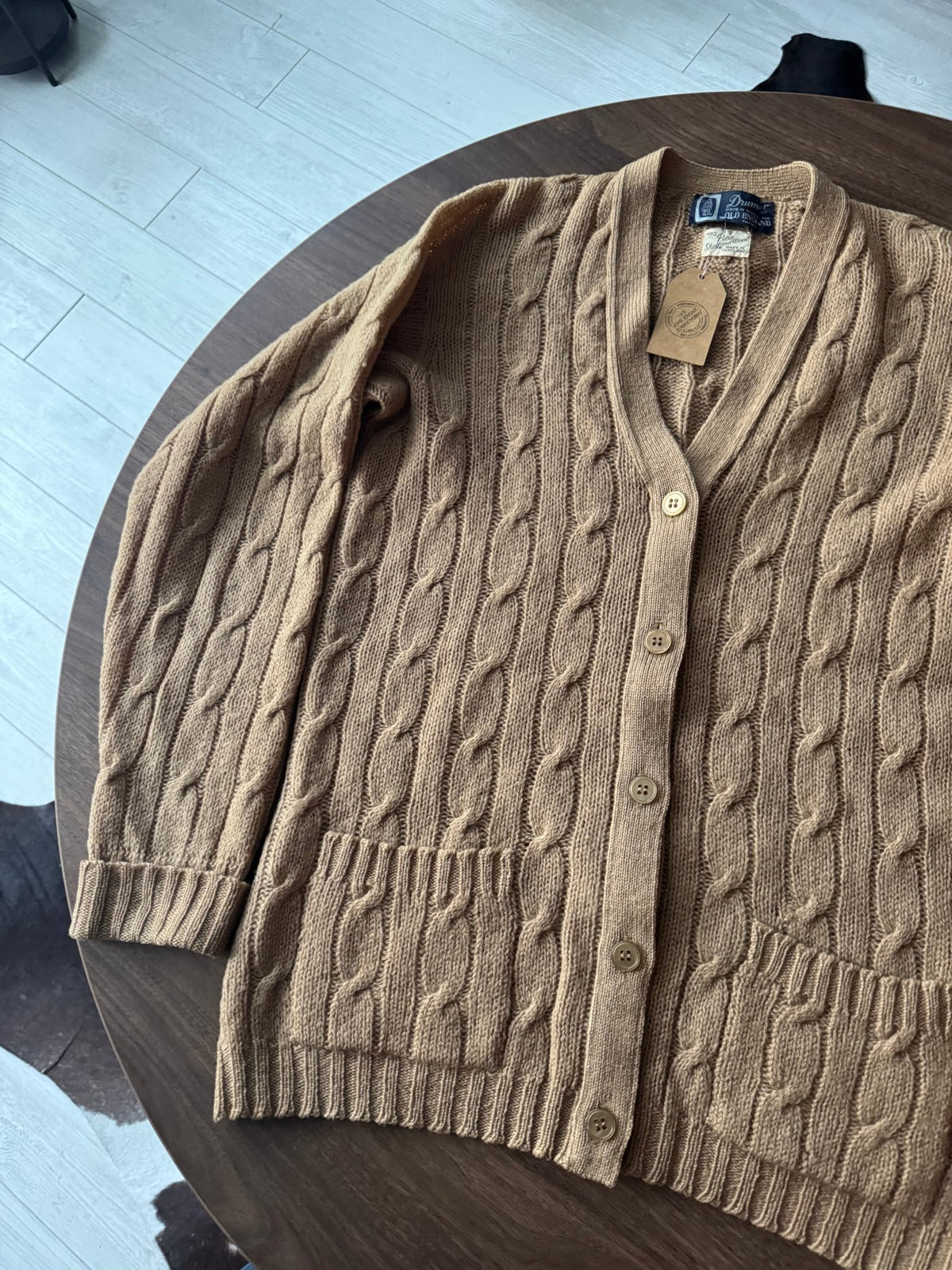 Cardigan Lână Crem Vintage ’70 Femei | Cable Knit | S/M - anbracaminte
