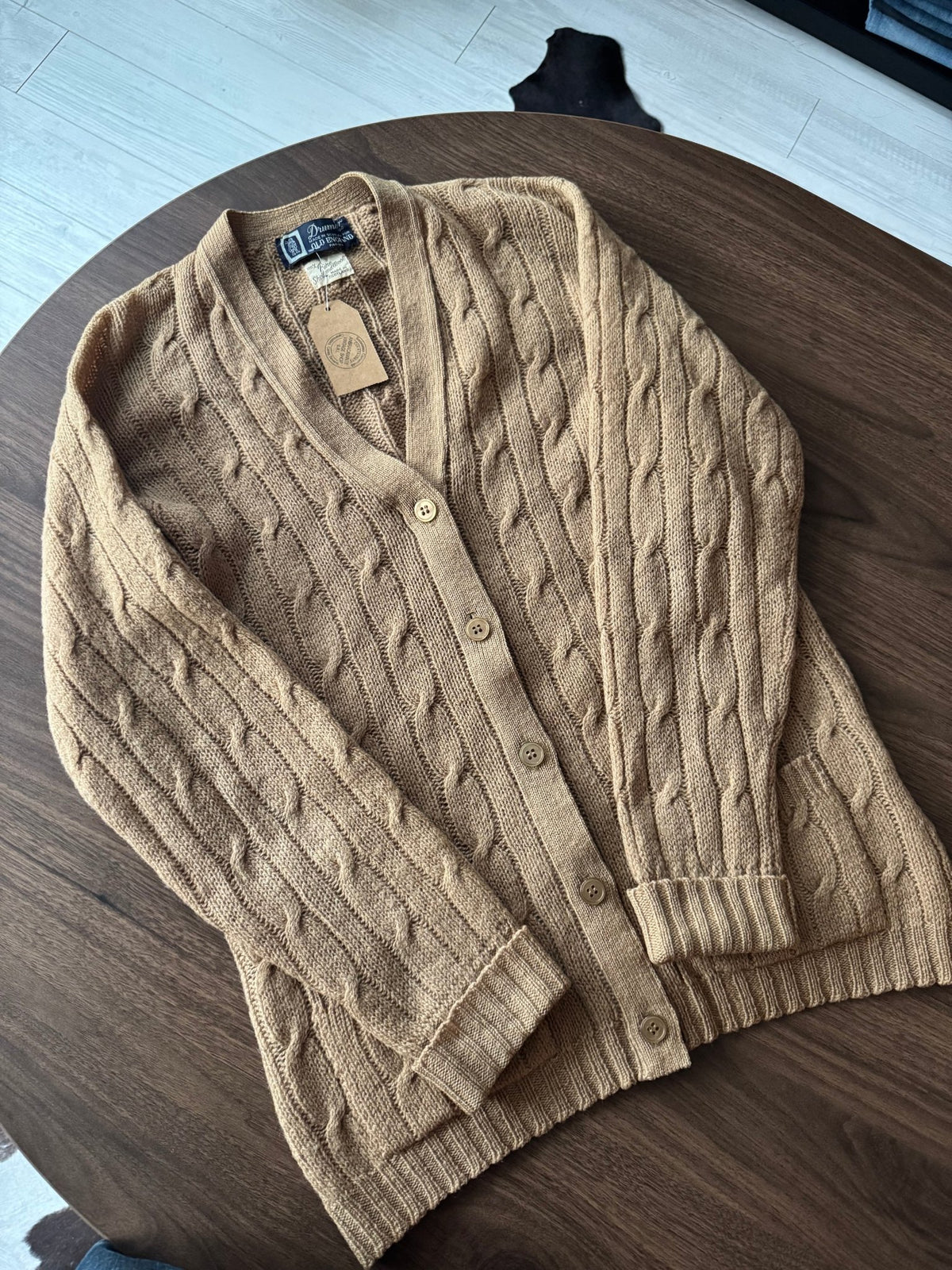 Cardigan Lână Crem Vintage ’70 Femei | Cable Knit | S/M - anbracaminte