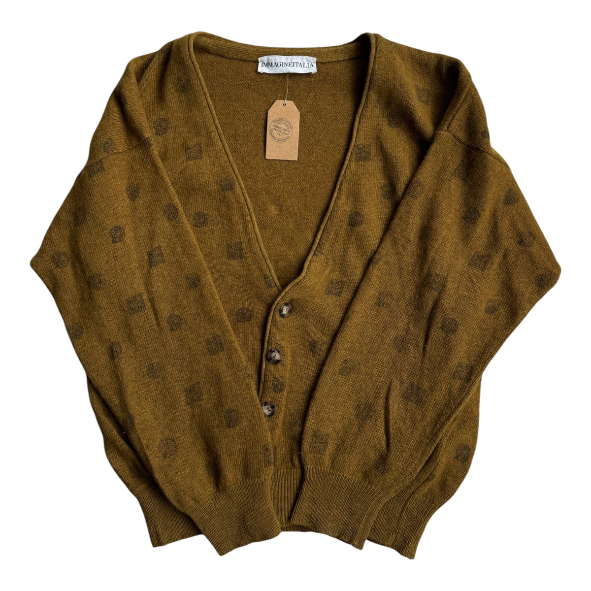 Cardigan Lână de Miel Muștar Vintage Bărbați | M - anbracaminte