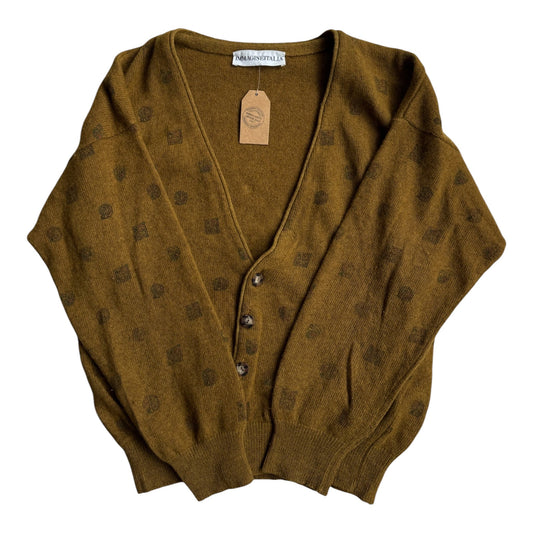 Cardigan Lână de Miel Muștar Vintage Bărbați | M - anbracaminte