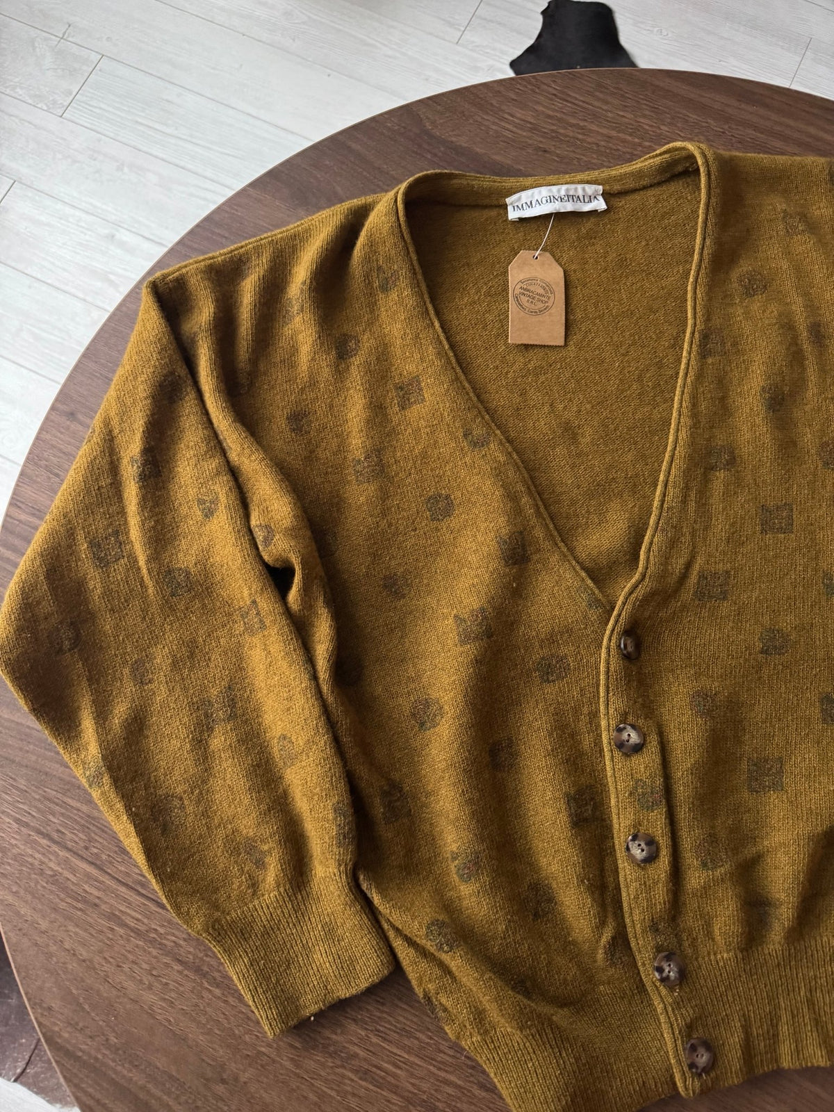 Cardigan Lână de Miel Muștar Vintage Bărbați | M - anbracaminte